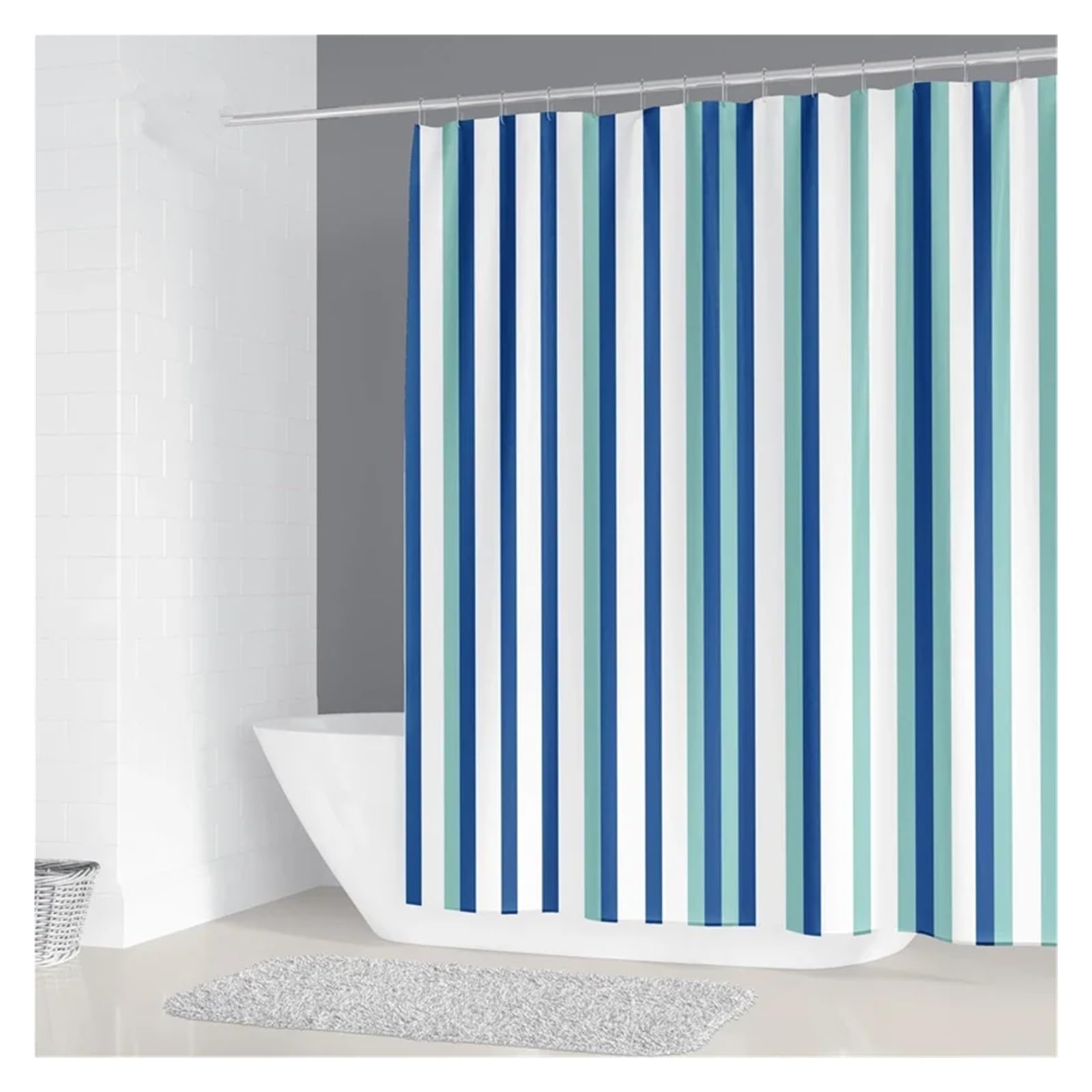 Cortina De Ducha Cortina de Ducha Impermeable for baño, 200 x 180 cm, con Estampado geométrico Simple, de poliéster, for decoración del hogar, con 12 Ganchos(3,W180xH240cm)