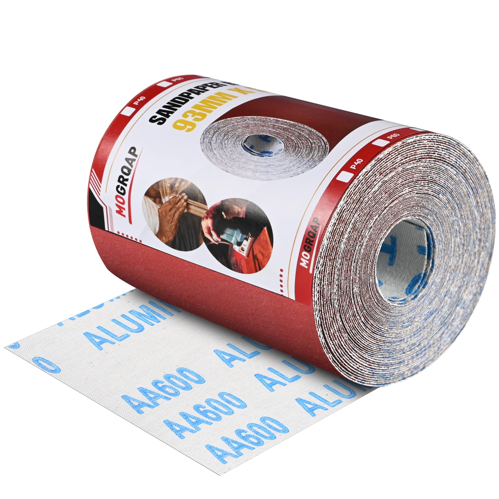 MOGRQAP Sandpaper Roll 93mm x 5m, 600 Grit Abrasive Paper Rolls Aluminium Oxide Wet and Dry Emery Cloth Sanding Paper Rolls for Wood Metal Paint Plaster Filler Automotive