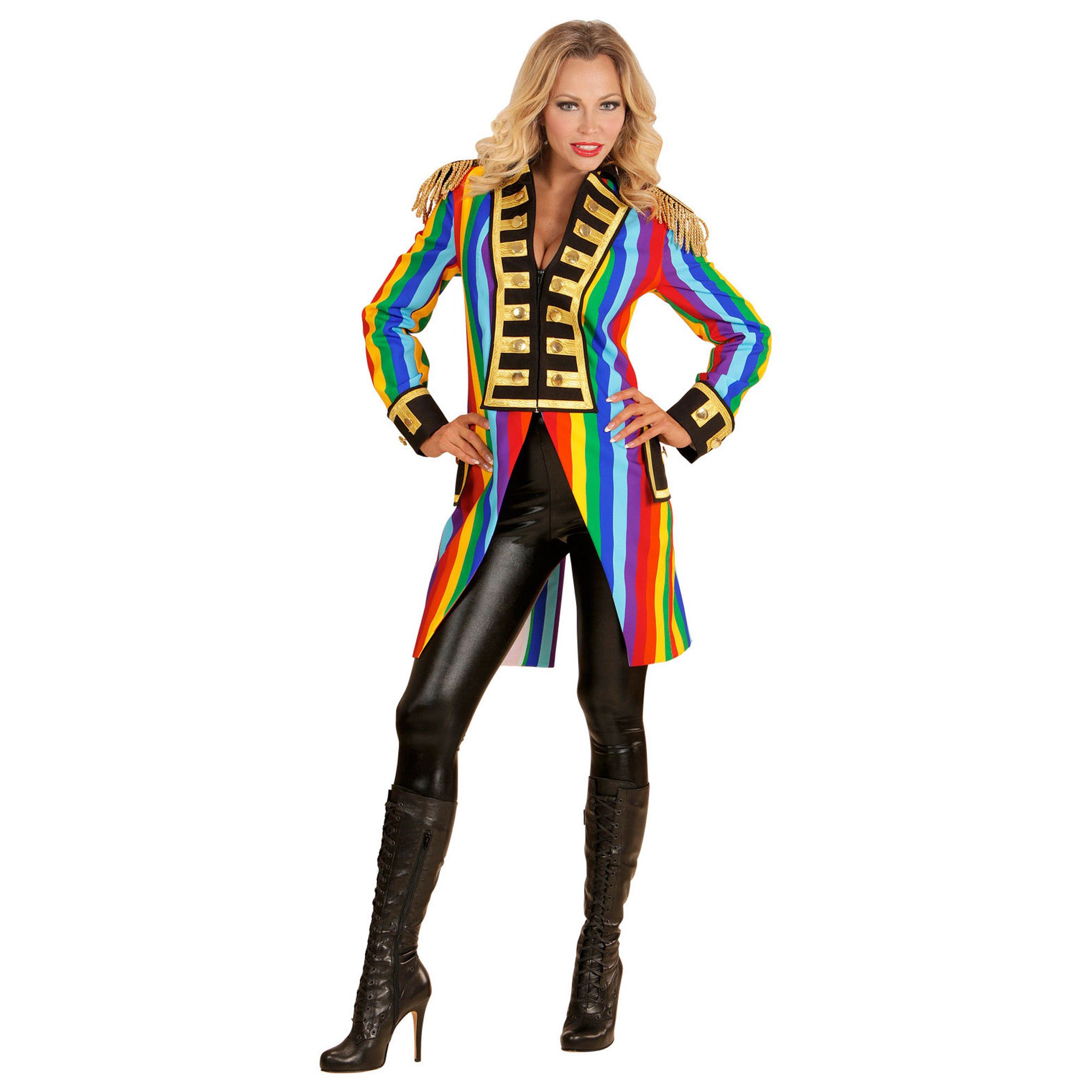 W WIDMANN MILANO Party Fashion - Kostüm Parade Frack, Regenbogen, CSD, Zirkusdirektorin, Gardeuniform, Clown, Showgirl, Faschingskostüm | Bunter Frack für CSD, Zirkusdirektorin, Clown, Showgirl, Karneval & Mottoparty