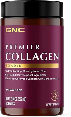 GNC Colágeno en polvo Premier - Sin sabor Formulado con 6 ingredientes esenciales de apoyo de belleza 28 porciones