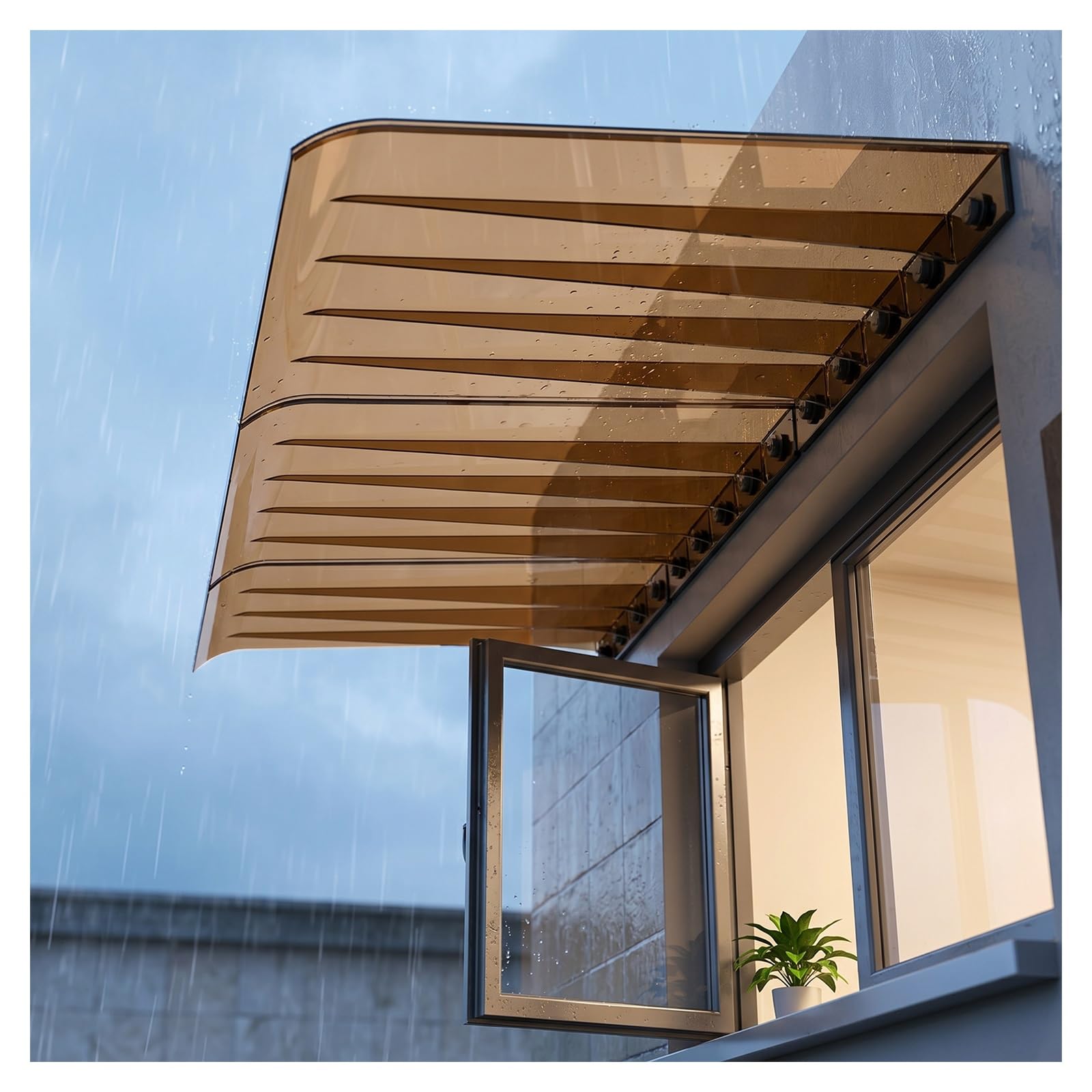 Zhengqian One Color Heavy Duty Outdoor Door Patio Awning Canopy,Awning For Door Entrance,Spliced Outdoor Overhang Canopy,Uv Rain Snow Protection,Polycarbonate Cover(W35*L50cm/W13.7*L19.6in)