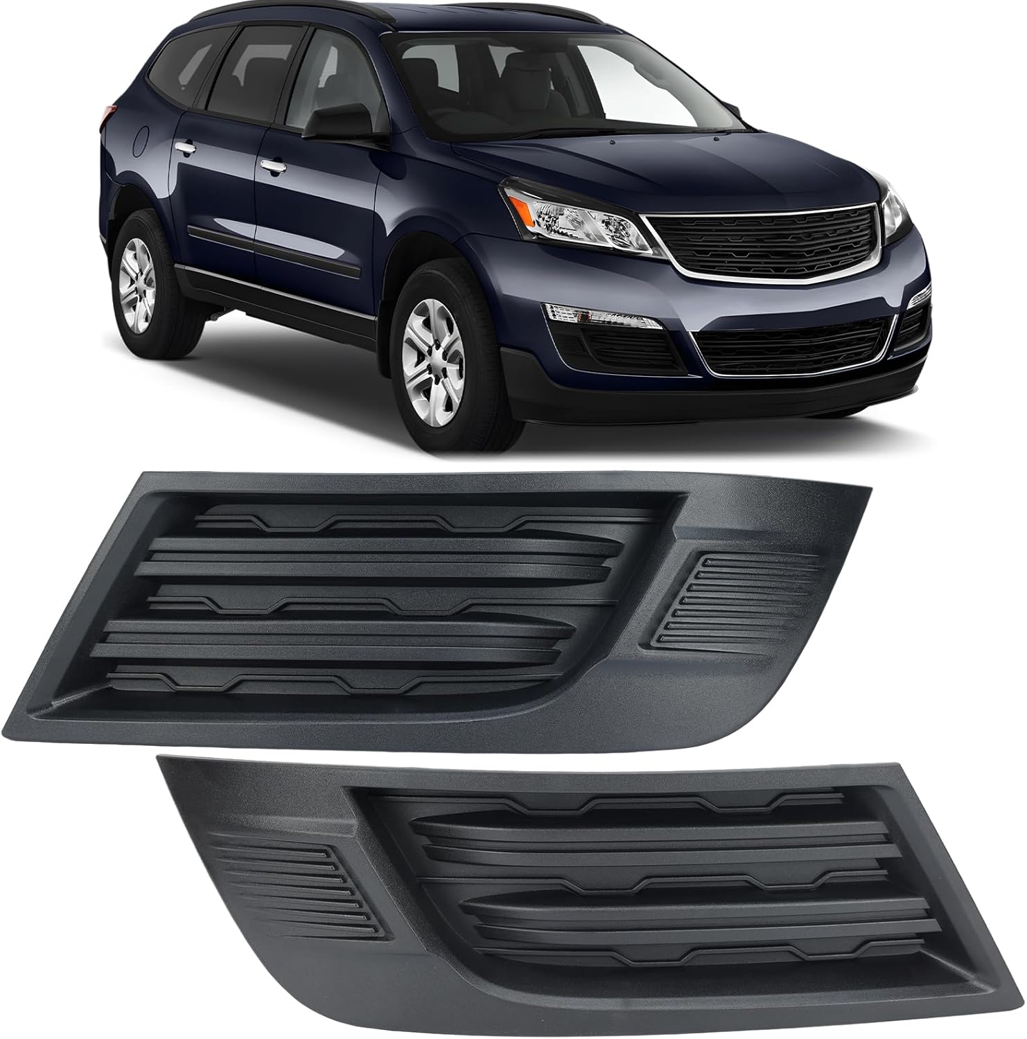 Fog Light Bezel Compatible with 2013-2017 Chevrolet Chevy Traverse Front Bumper Fog Light Cover Replaces 20983805 20983807 (Pair)