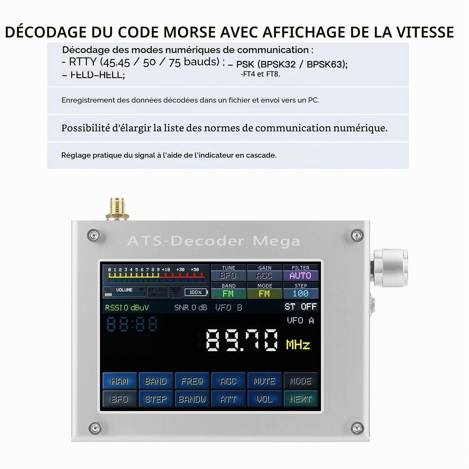 Décodeur ATS Mega SDR Radio AM FM SYNC SSB CW DIGI Récepteur amélioré version du décodeur ATS25 max