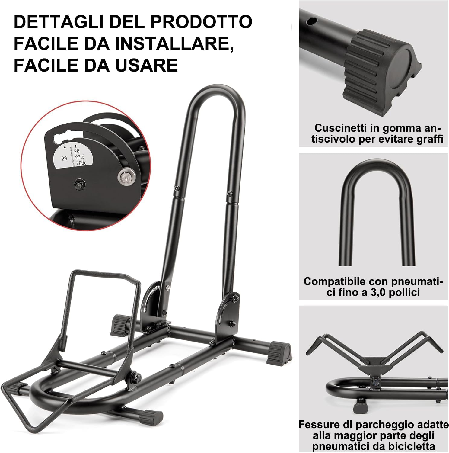 CXWXC Cavalletto per biciclette da interno pieghevole, supporto per biciclette per garage e casa, adatto per mountain bike, bici da corsa e e-bike da 26 a 29 pollici