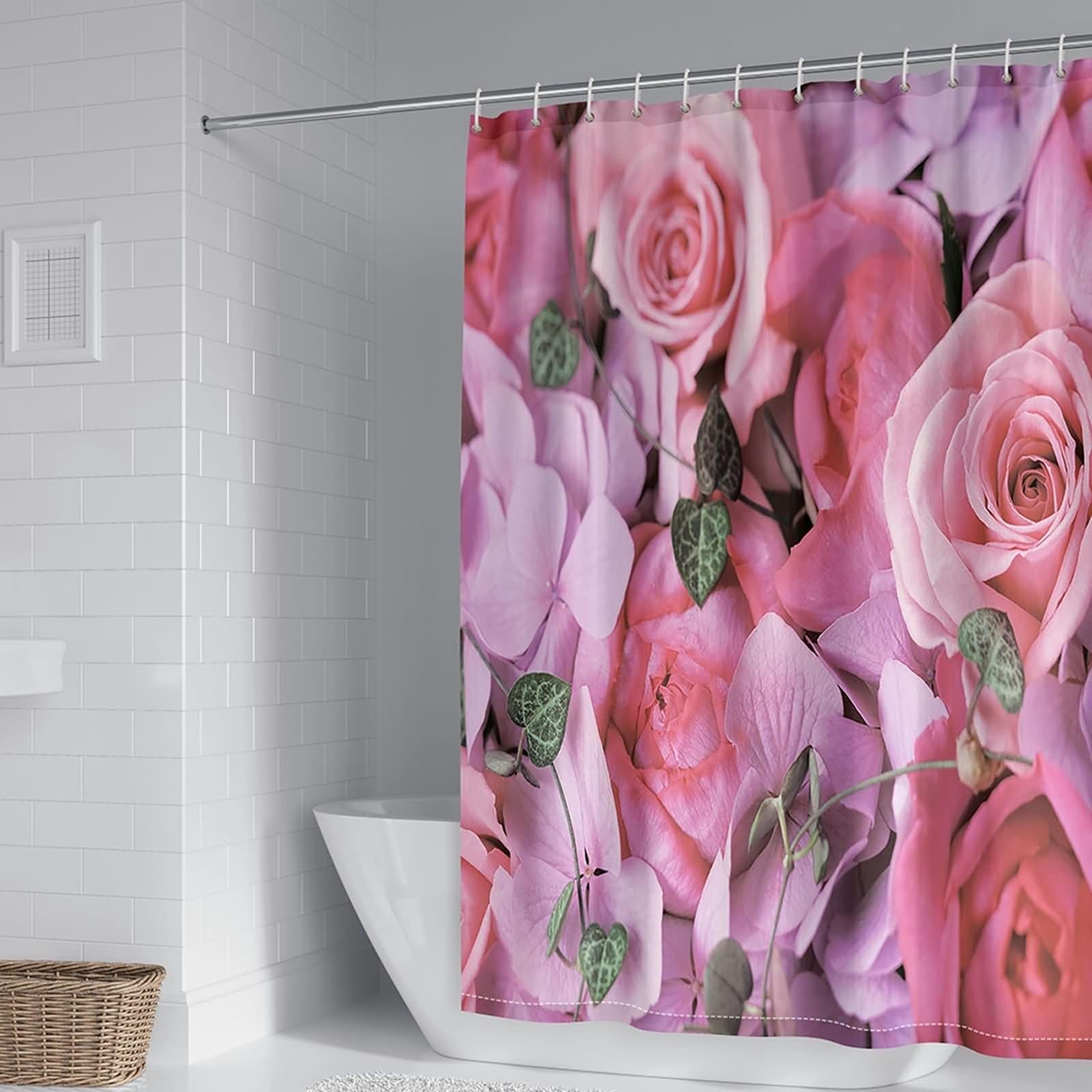 Rideau salle de bain polyester haut de gamme motif floral chic 180x180