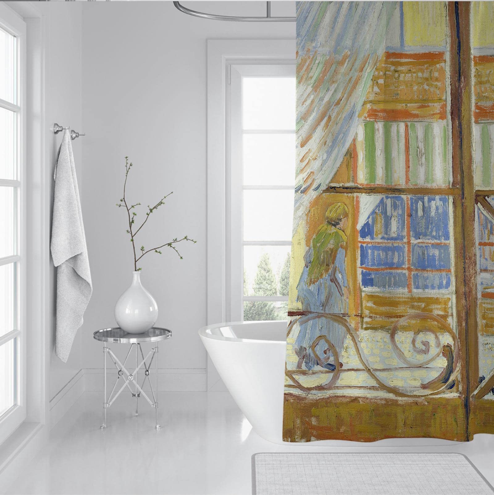 Cortina de Ducha rústica Antiguo House Ventanas de Madera Cortinas de Ducha Estampadas para baño Cortinas de Ducha lo Suficientemente Gruesas Set 275x180cm