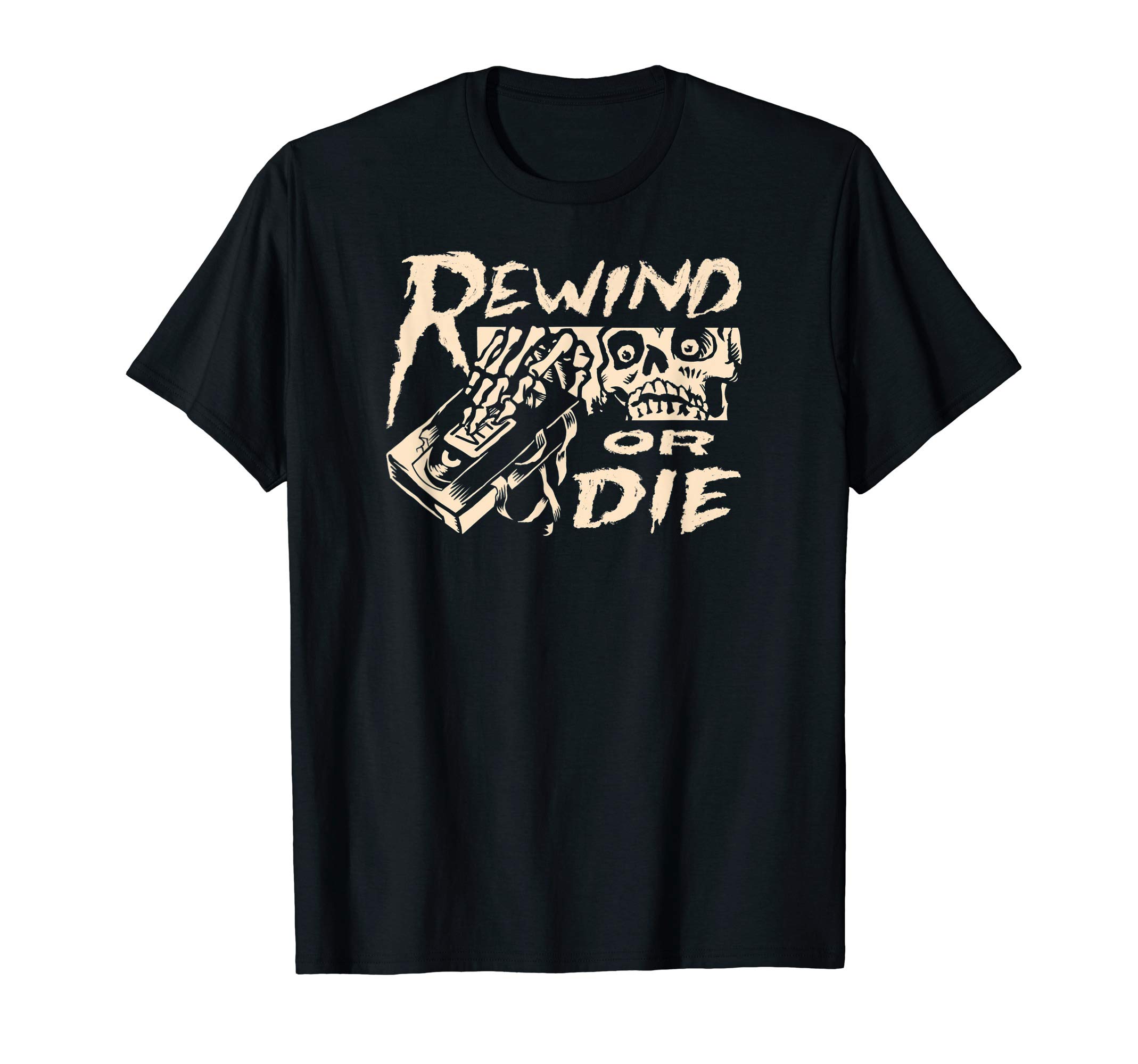 Cheap ChillsVHS Video-Punk Rewind or Die- Skeleton Drops Tape Night Slot T-Shirt