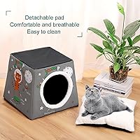 Vista 6 de Sofá de cama plegable con almohada extraíble, diseño de gato y gato