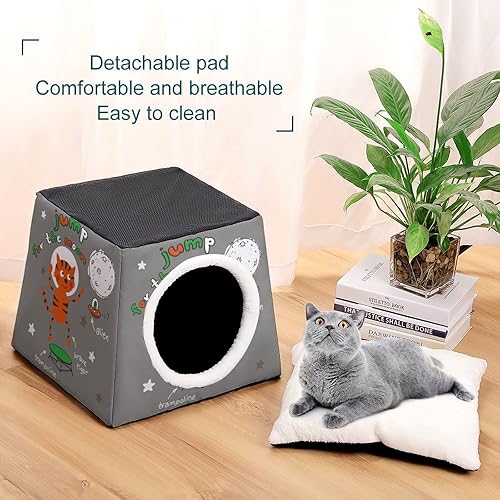 Miniatura 6 de Sofá de cama plegable con almohada extraíble, diseño de gato y gato