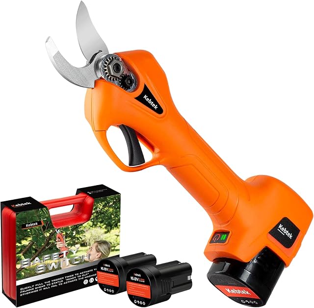 Kebtek 25mm Electric Pruning Shears, Electric Branch Scissors Cordless Pruner | Brushless Motor 0.98inch Cutting Diammeter for Gardeing Tree, Branch & Rose Pruning