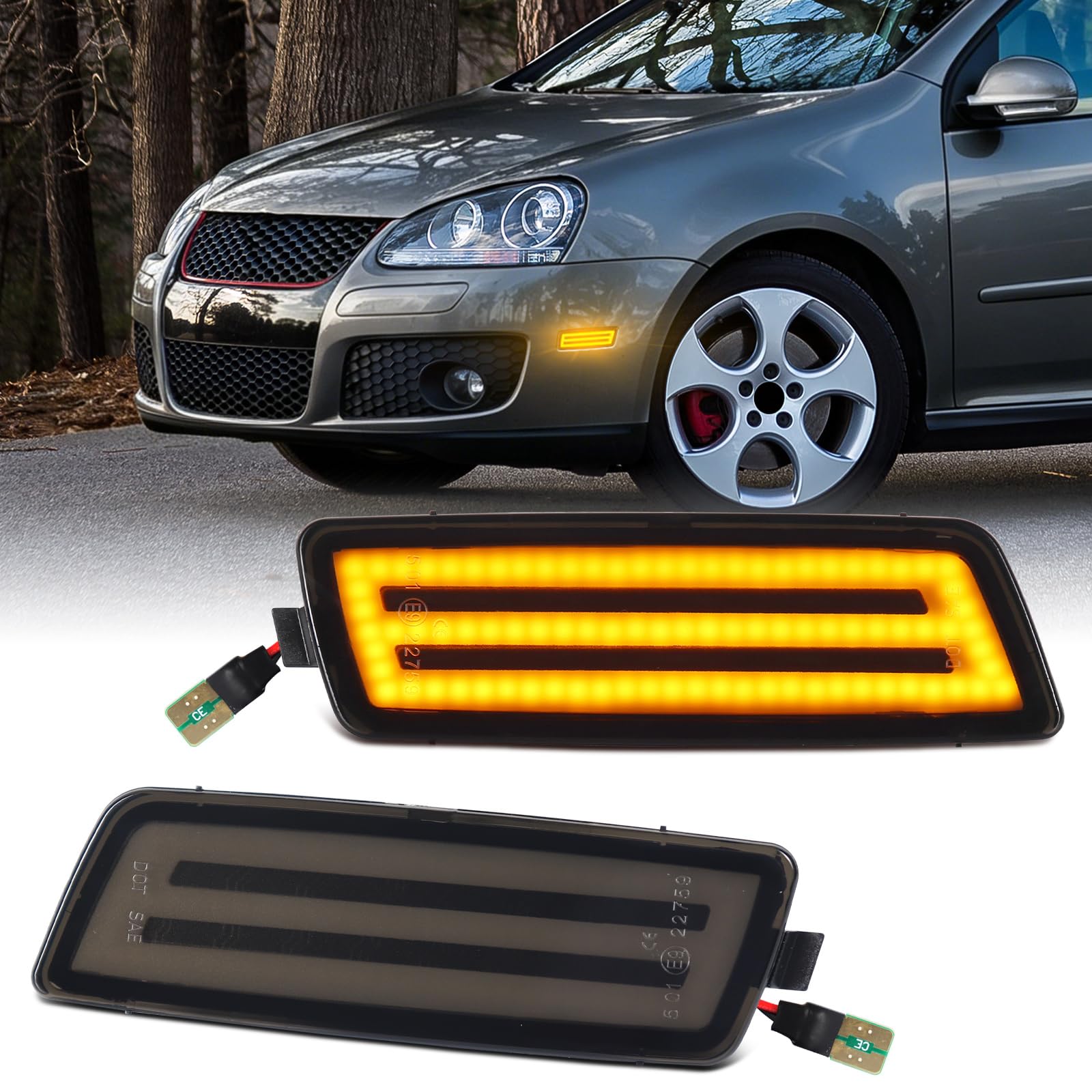 Amazon.com: FetonAuto Smoked Lens Amber Full LED Front Side Marker