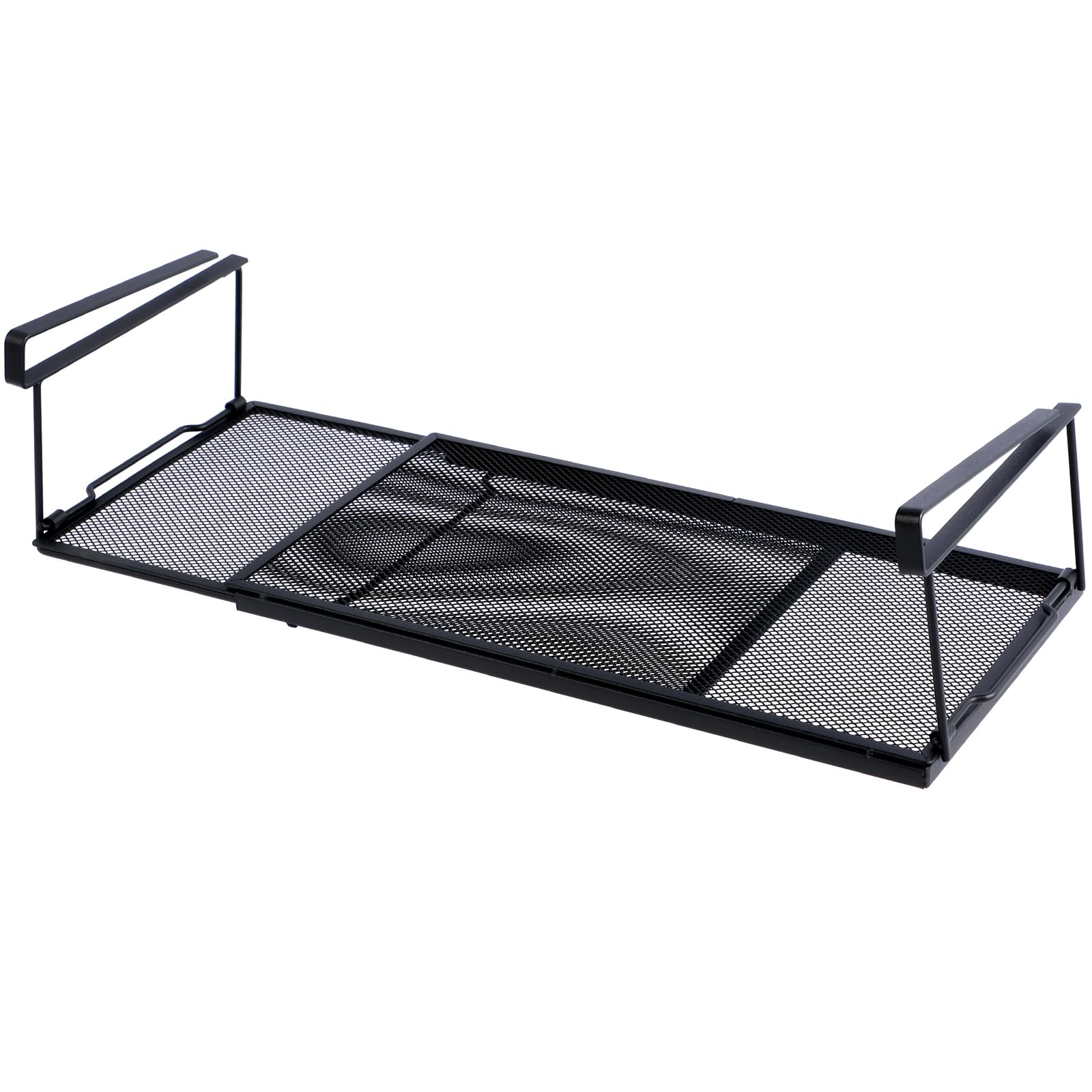 Półka pod szafką, kosz do przechowywania pod półką, wysuwany schowek pod półką 38,5-70,5 cm, do szafek kuchennych (czarny)