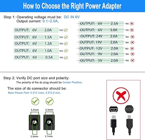 Miniatura 3 de Cable de alimentación para ProForm Elliptical, 6V 2A cargador para 850 510E 480 490 500 600 LE, 390 395 475 510 EX, 400 700, para bicicleta elíptica