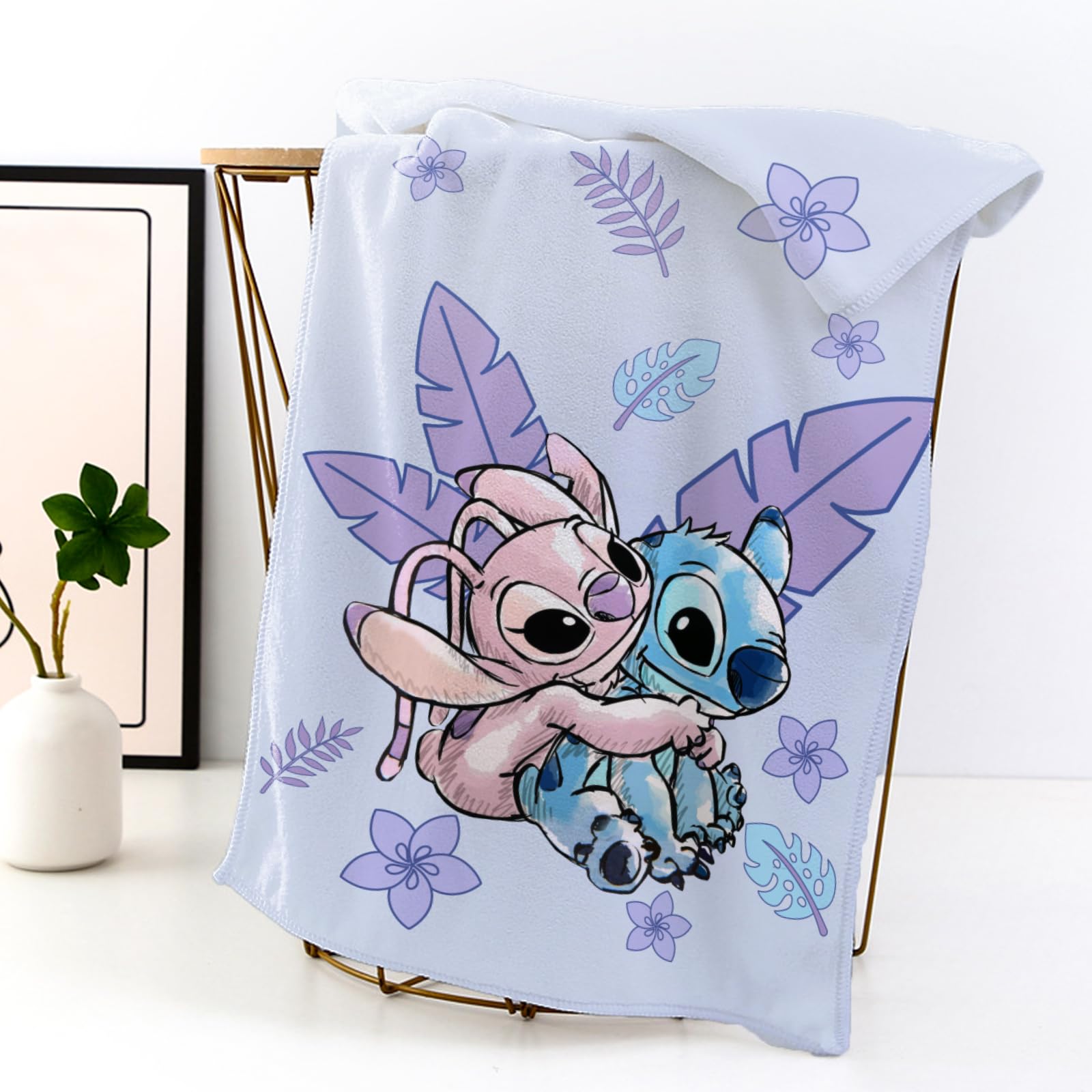 DASIAUTOEM Zeichentrickfilm Decke, Wolldecke Cartoon Anime Flanell Decke, Stitch Fleecedecke 150x130cm, Kuscheldecke Flauschig, Blanket Kuscheldecke Geburtstagsgeschenke Kinder Jungen Mädchen(Blau)