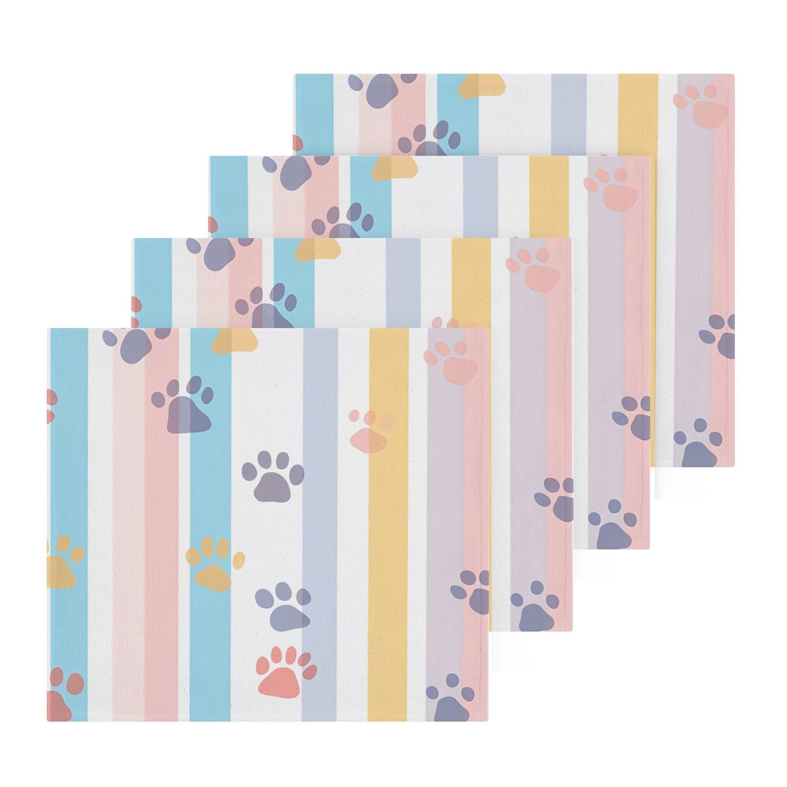 PaChyLuu 6 Pack Colorful Paw Prints Cotton Washcloths Highly Absorbent Face Cloth Reusable Body Towels, Gentle for Sensitive Skin, 12 x 12 Inch