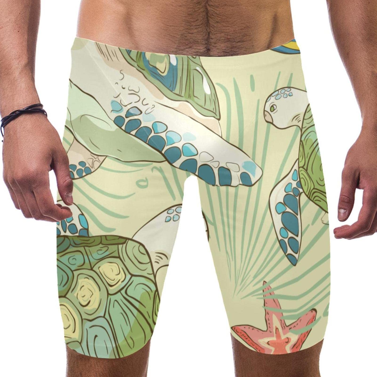 Pantalones cortos de natación cómodos para hombre HUI JIN SHOP diseño tortuga azul multicolor 3XL 7
