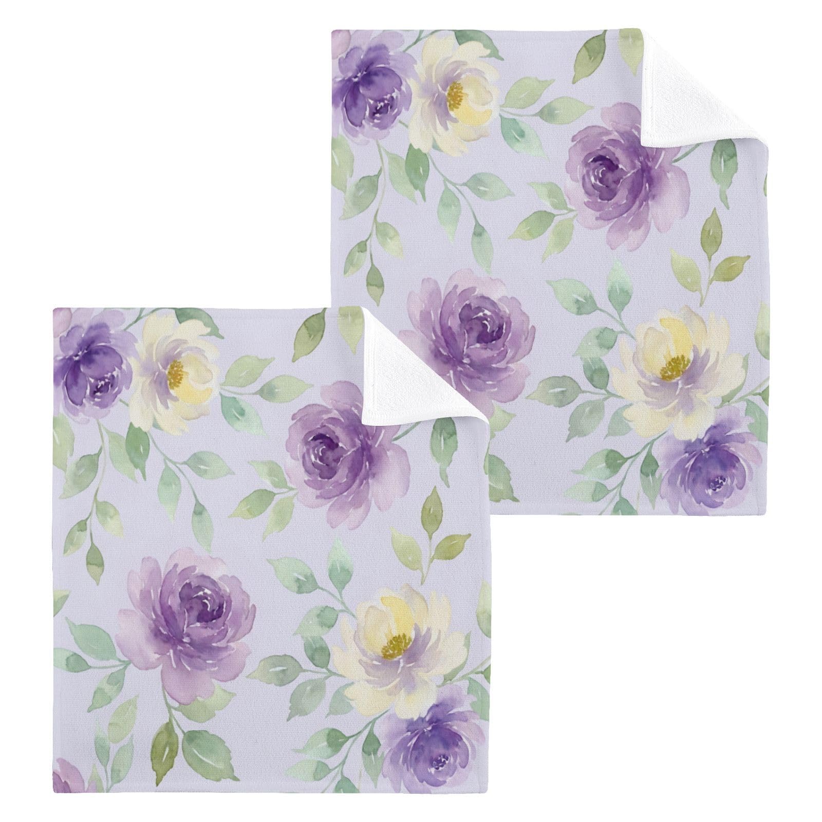 BOESI Rose Pattern 12x12in Cotton Washcloth,Face Towel