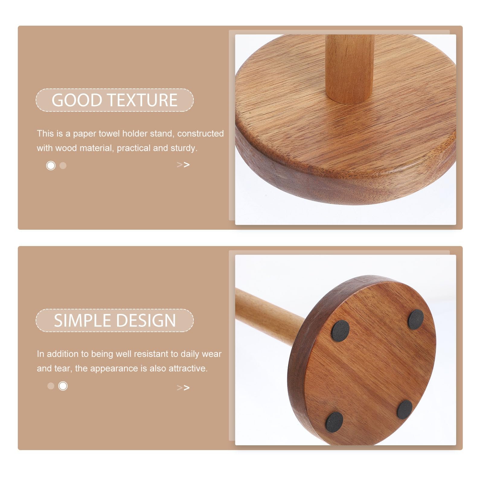 Artibetter Portarotolo Semplice e Rustico di Carta da Cucina in Legno Supporto Pratico da Appoggio per Organizzare o