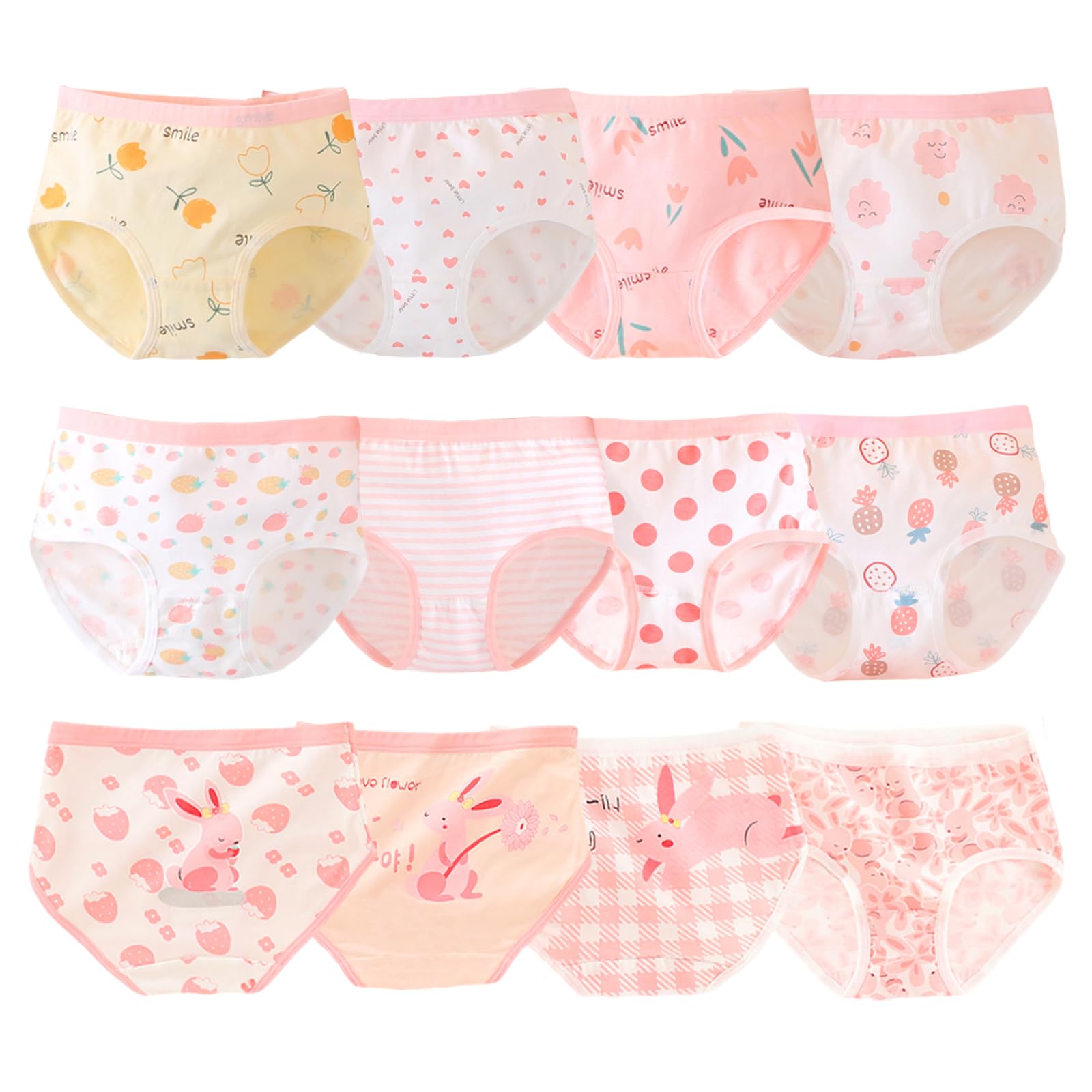12 Pacchetto Ragazze Biancheria Intima Cotone Ragazze calzonini Pantaloni Morbidi Traspiranti Baby Briefs 2-14 Anni