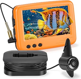 Unterwasserkamera, 10,9 cm, tragbare Fischfinder-Kamera, Unterwasser-Angelkamera mit 145°-Weitwinkel-Nachtsicht für Eis, Fluss und Boot (Orange)