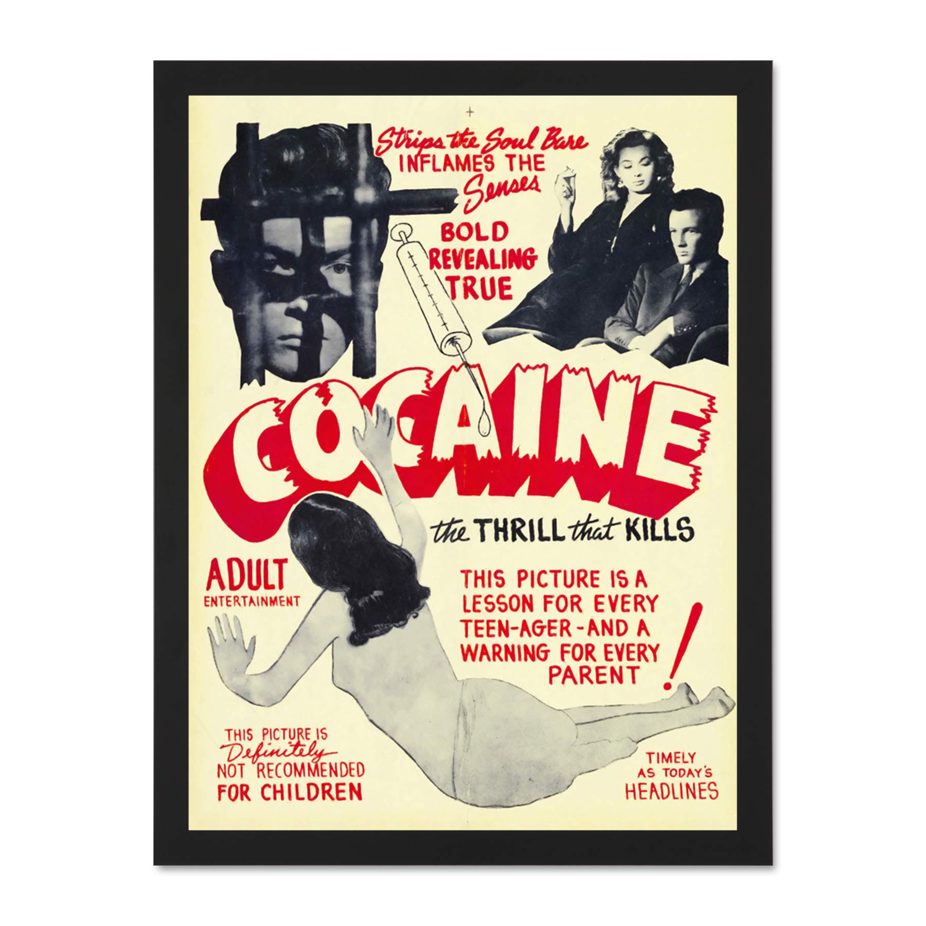 Cocaine Thrill That Kills Drugs Large Framed Art Print Poster Wall Decor 18x24 inch