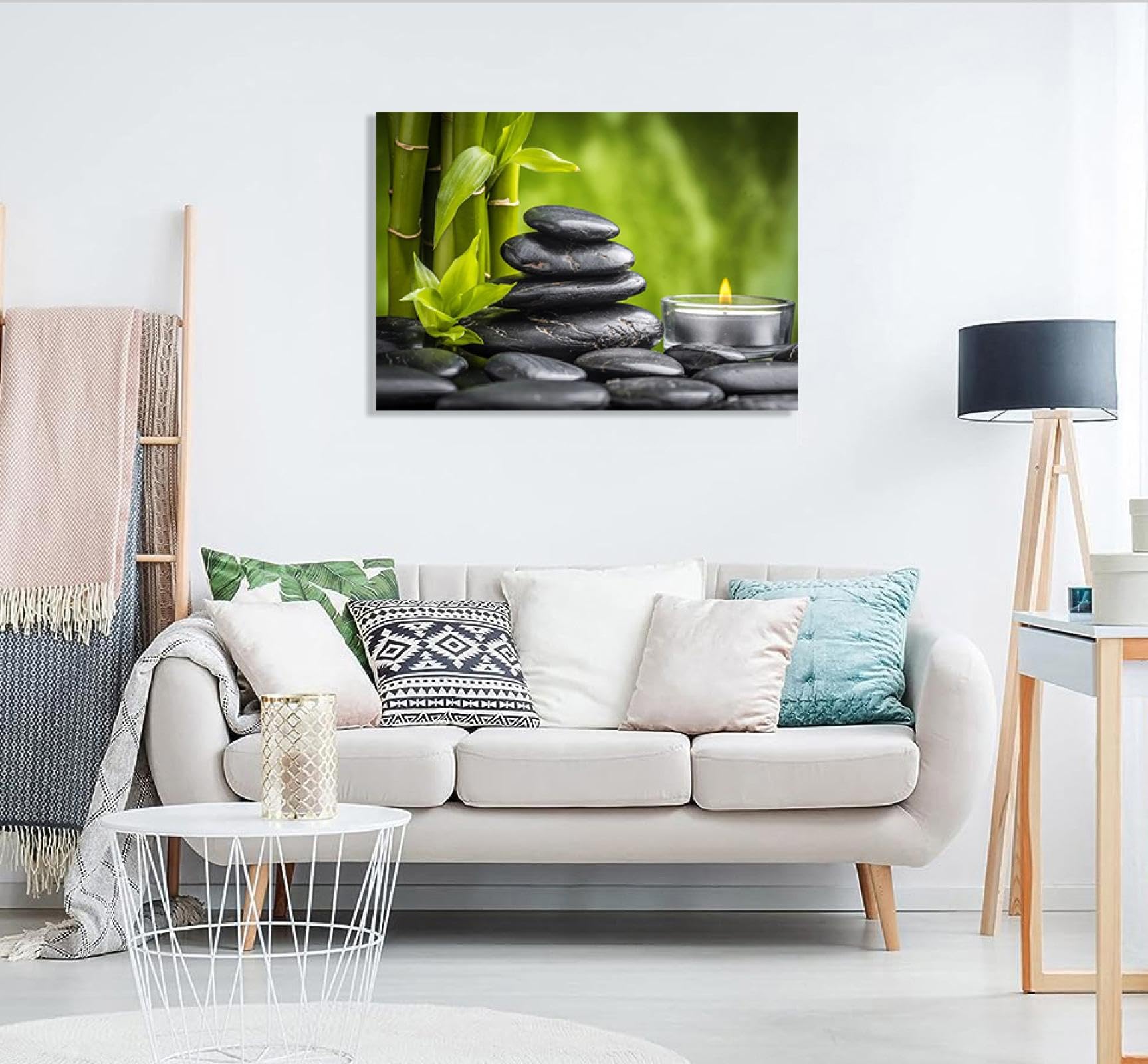 Wall Art Zen Painting Pictures Zen Meditation Stone Green Bamboo