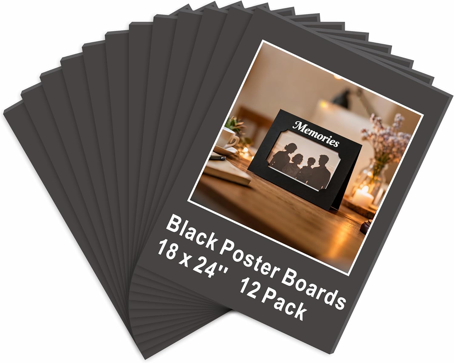 Black Poster Board 12 x 16 in, ZXUNLIEH 12 Pack Foam Poster Board, Foam Core Sheets, Double Sided Puzzle Board, Vision Board for Crafts, Frame, Signage, School Projects, Displays & Events