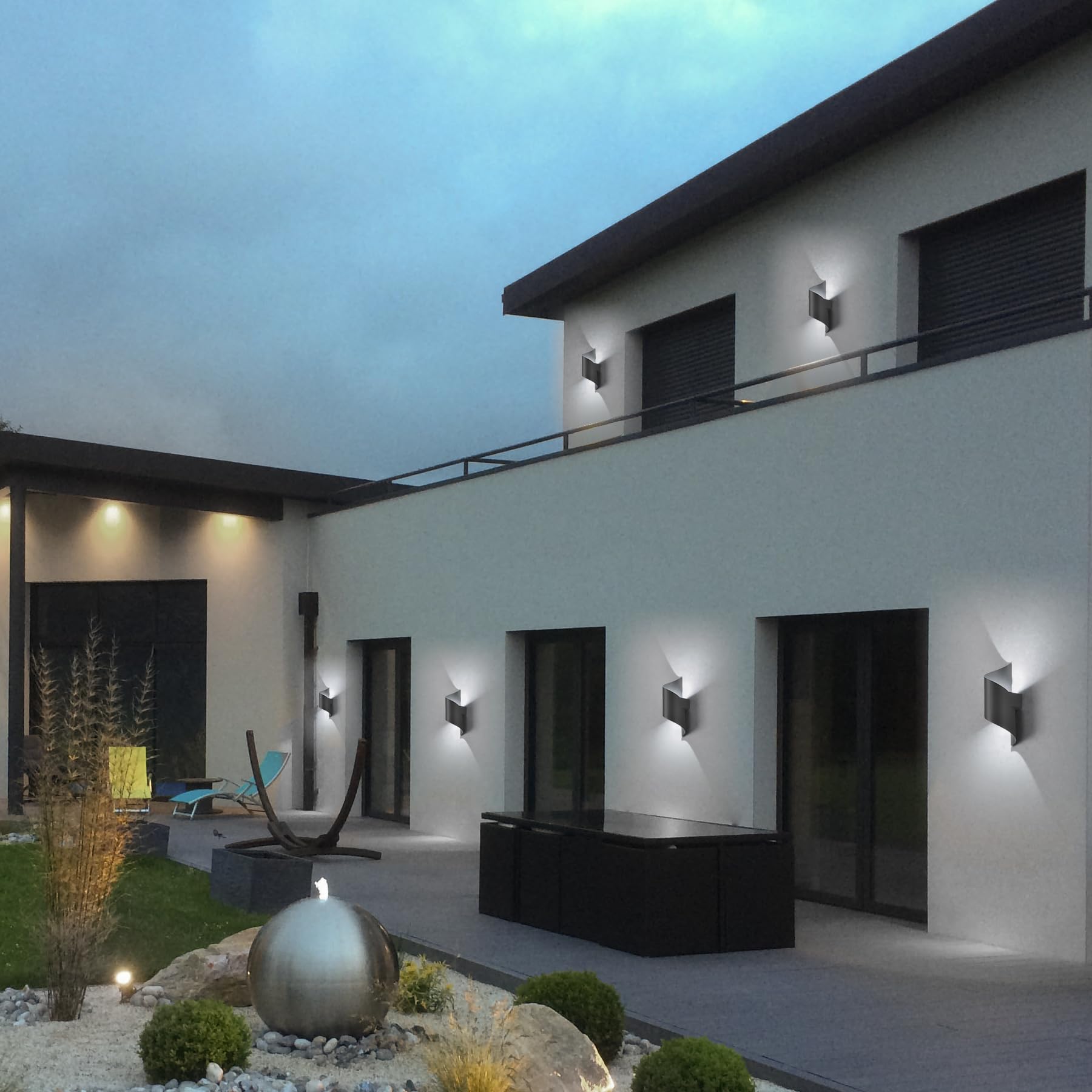 Applique Murale LED SANSHI 10W IP65 - Éclairage Moderne Intérieur/Extérieur, Noir, 6000K Blanc Froid