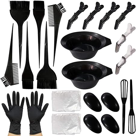 Amazon Best Fire 毛染め ヘアカラーセット 24点セット ブラシ ケープ 手袋 耳キャップ カップ コーム ヘアクリップ ヘアカラースタイリング用品 自宅用 サロン用 髪染め Diy Best Fire おしゃれ染め 通販