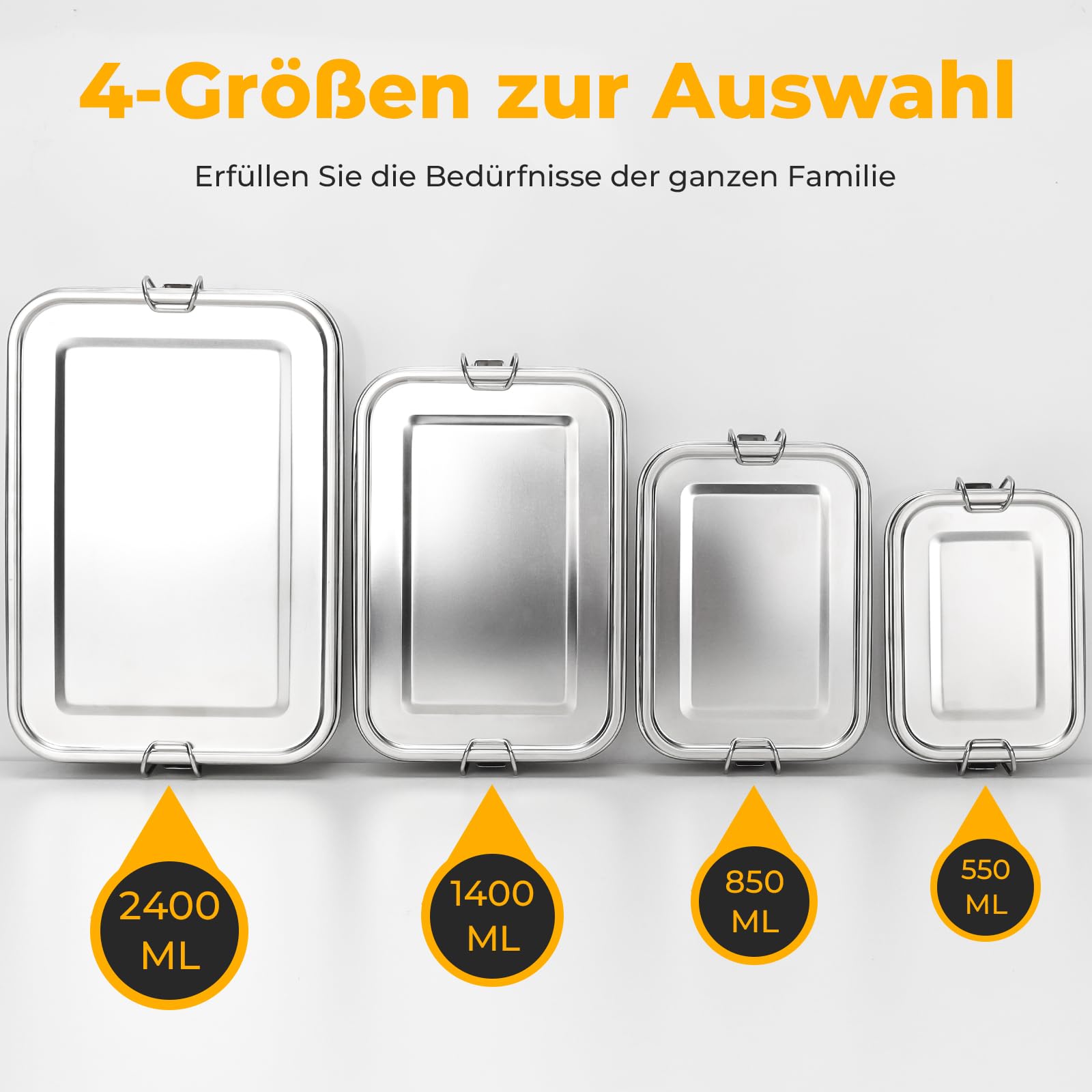 Contenitore per il pranzo in acciaio inox, 1400 ml, impermeabile, con scomparti e guarnizioni per scuola, lavoro, picnic, sostenibile ed ecologico, senza BPA, per studenti, adulti