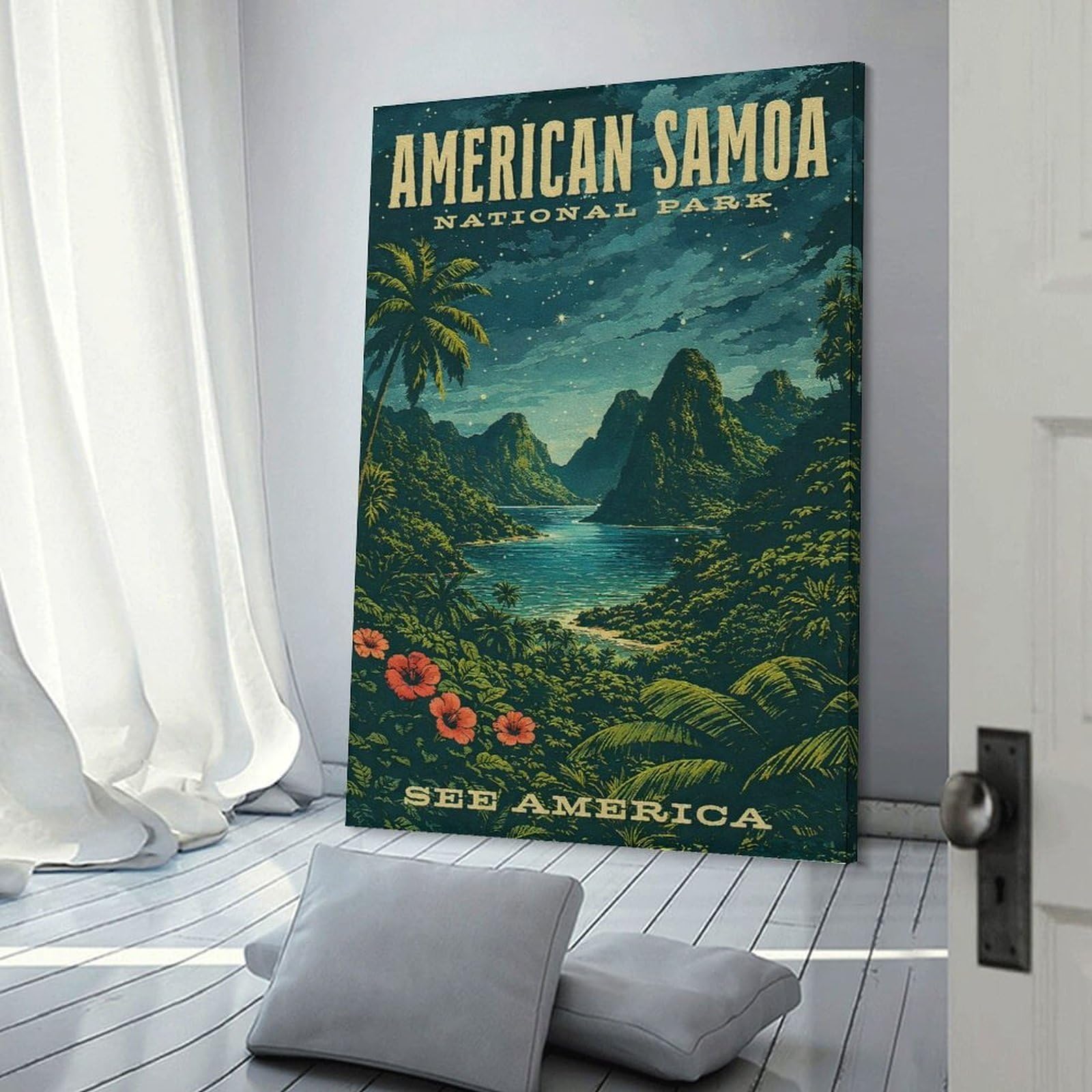 Junmoney American Samoa National Park Vintage Room Decor Wall Art 12x18inch(30x45cm), for Art Walls, Layered Displays Or Homes, Wall Decor Suited to Curated Displays