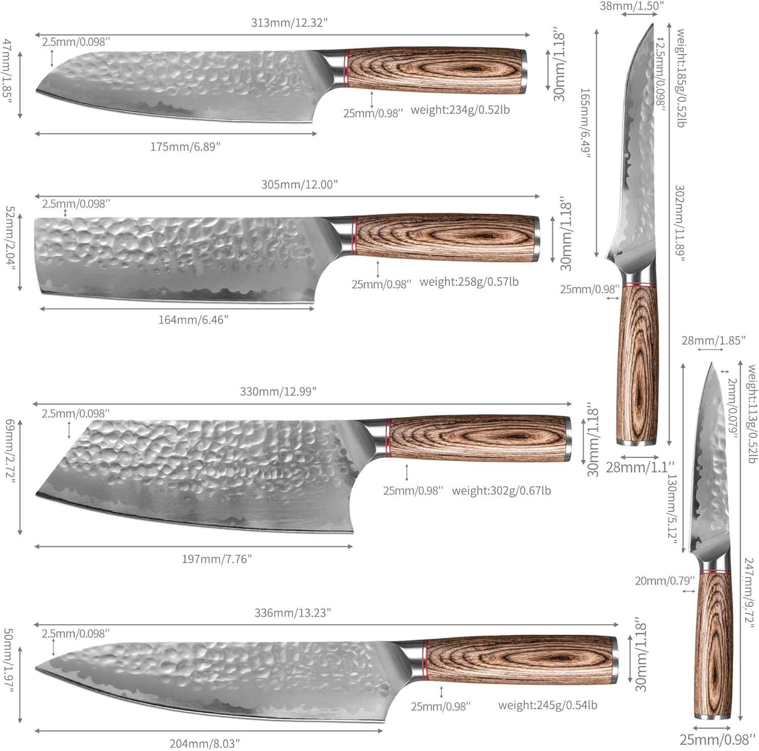 FULLHI Knife Set 13pcs Japanese Knife Set, Premium Japan Stainless Steel Kitchen Knife with Knife roll package - Image 2