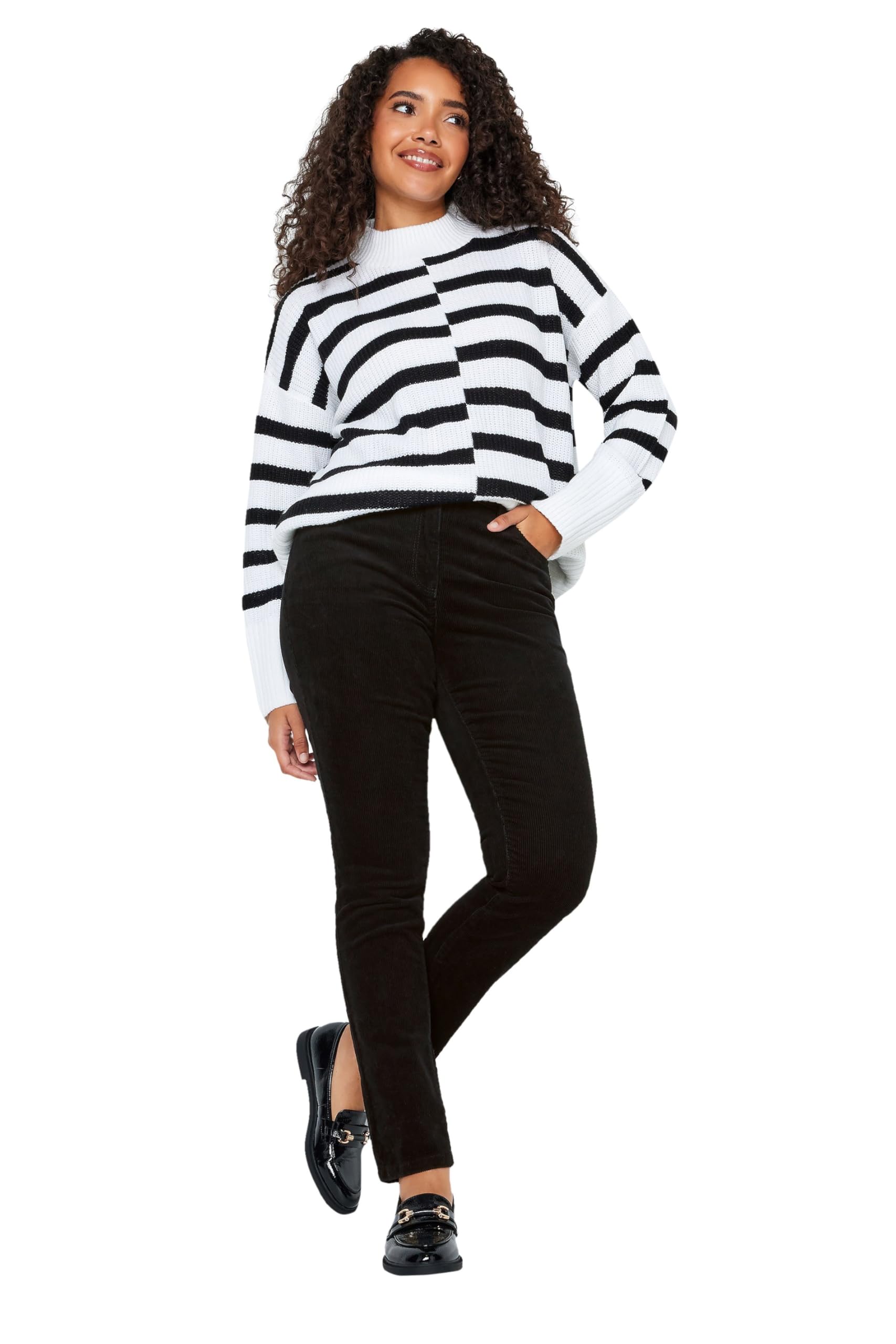 M&Co Straight Leg Cord Trousers - Women's Black
