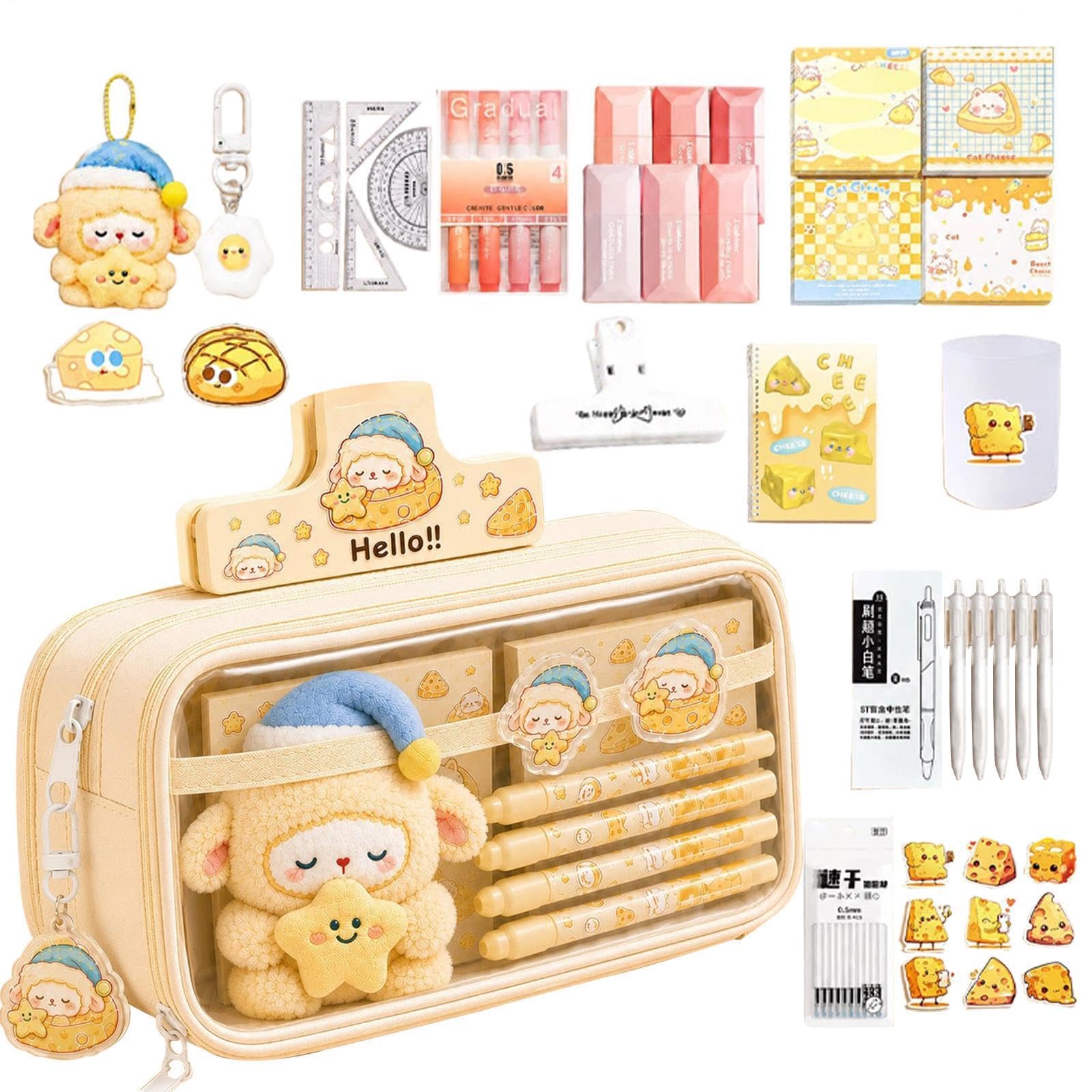 Ensemble de papeterie mignon avec porte-stylo et règle en forme de mouton