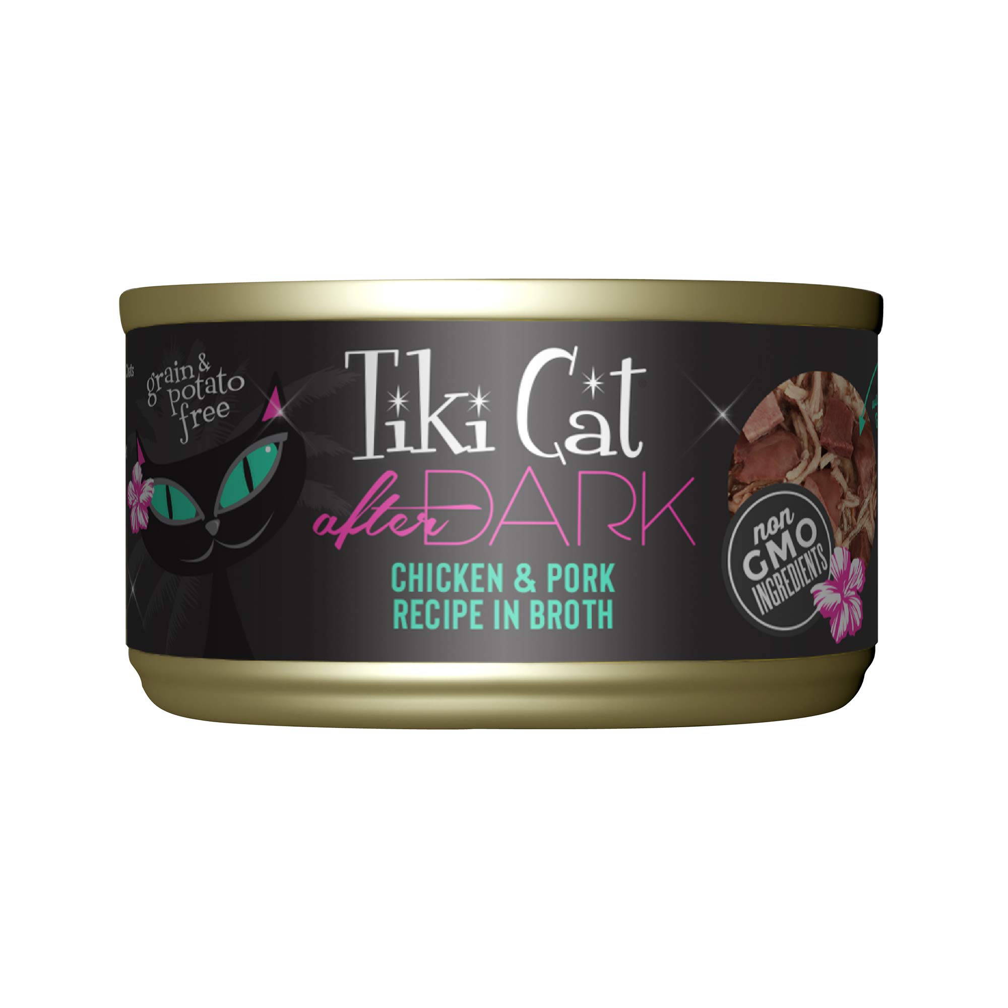 Tiki Cat After Dark, Chicken & Pork, High-Protein and 100% Non-GMO Ingredients, Wet Cat Food for Adult Cats, 2.8 oz. Cans (Pack of 12)