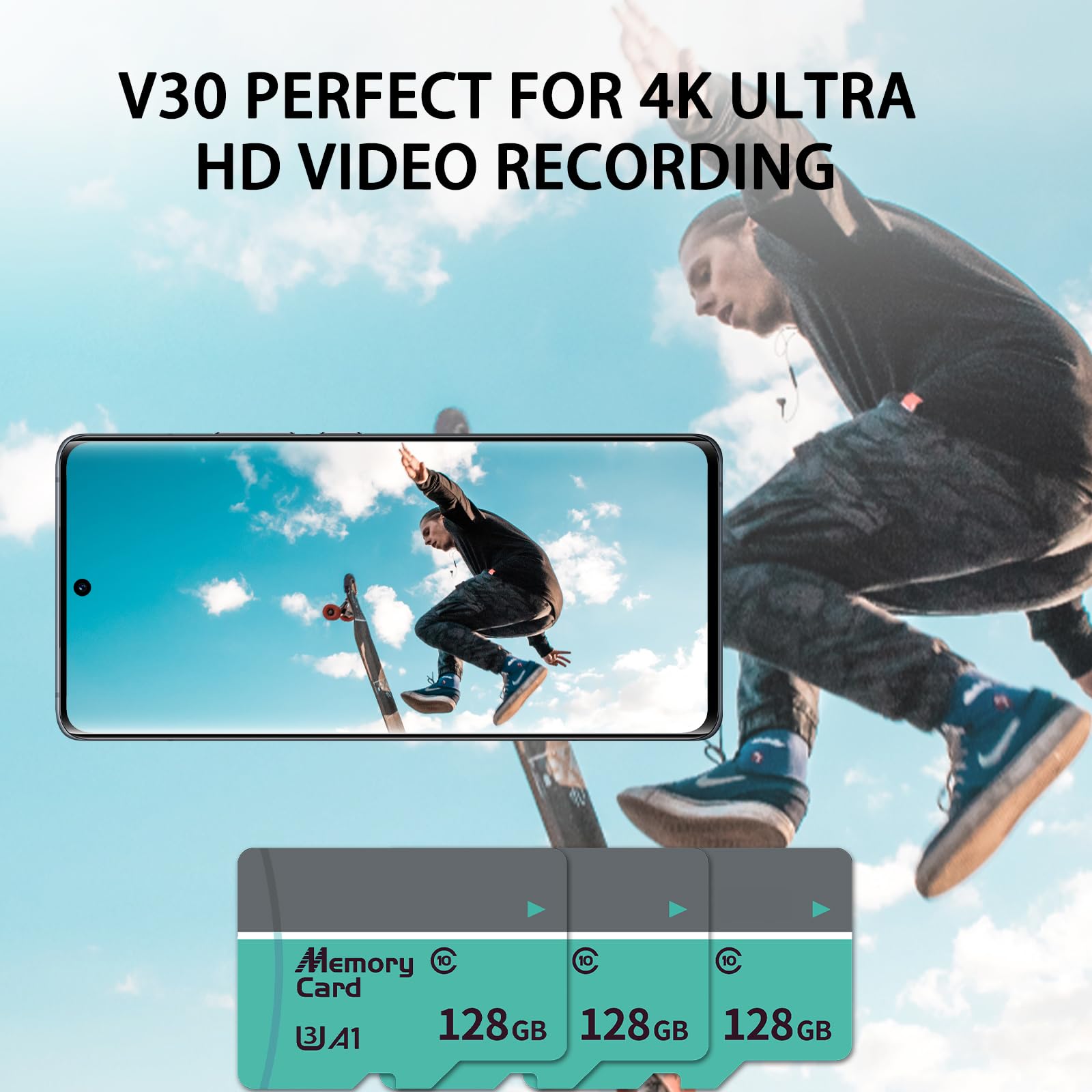 Scheda di memoria da 128 GB, 128 G, lettura 76 MB/s, scrittura 50 MB/s, espansione universale per Dash Cam, telecamera di sicurezza, droni, tablet e console di gioco portatili