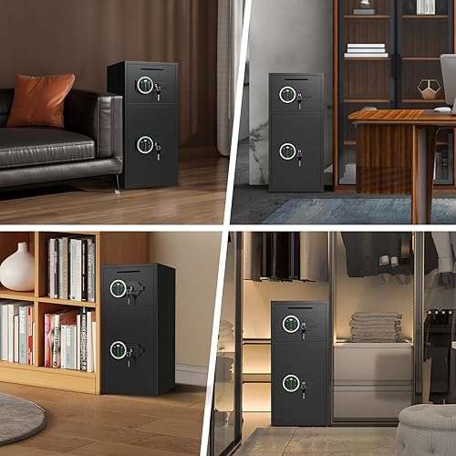 Miniatura 9 de Caja fuerte grande de doble puerta, impermeable, 6.5 pies cúbicos, caja fuerte de seguridad con luz LED y sistema de alarma doble, teclado digital