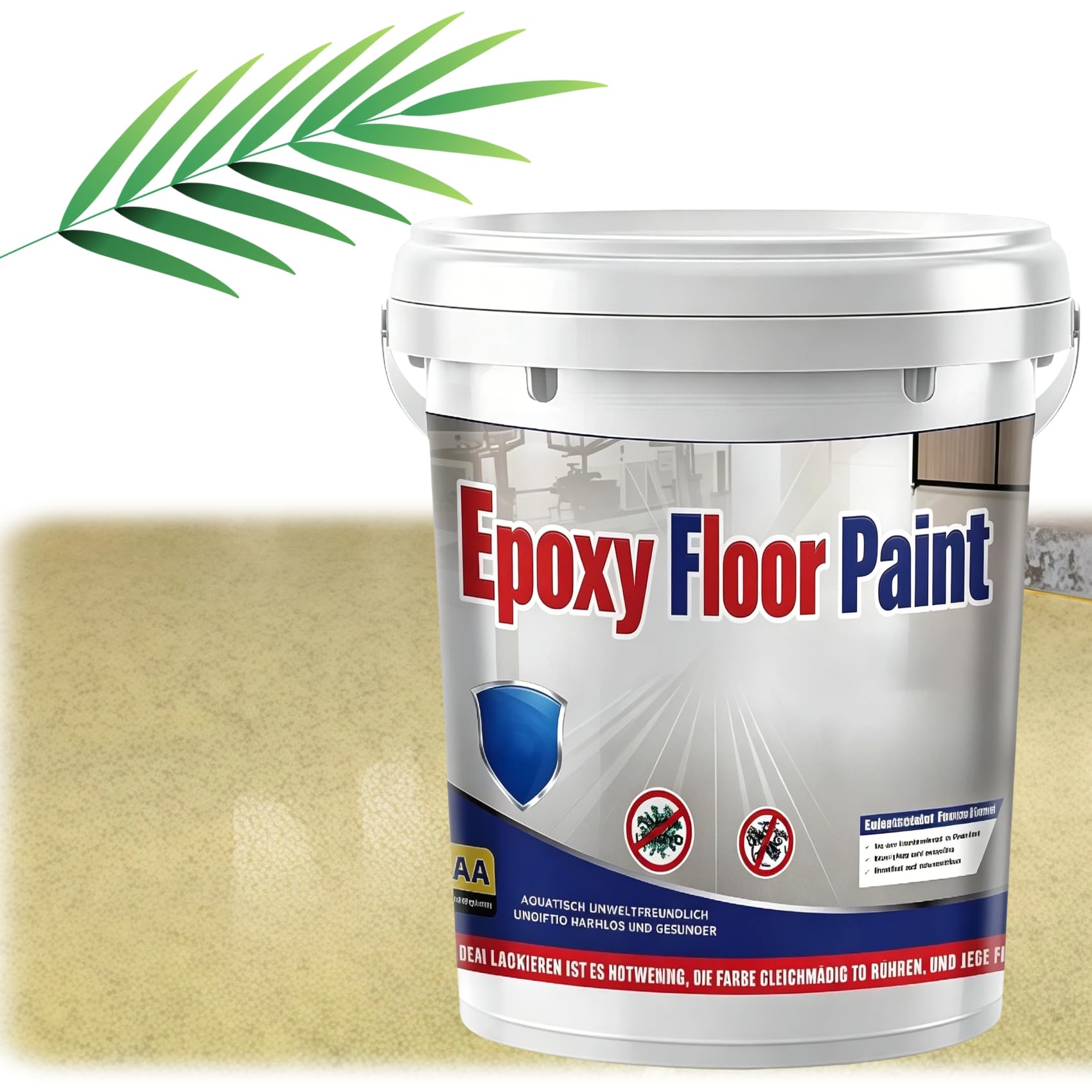 Jelaqmot Epoxy Colored Sand Floor Paint for Concrete, Garage, Basement & Outdoor, Self-Leveling Marble Effect, Waterproof Non-Slip (Light Yellow)