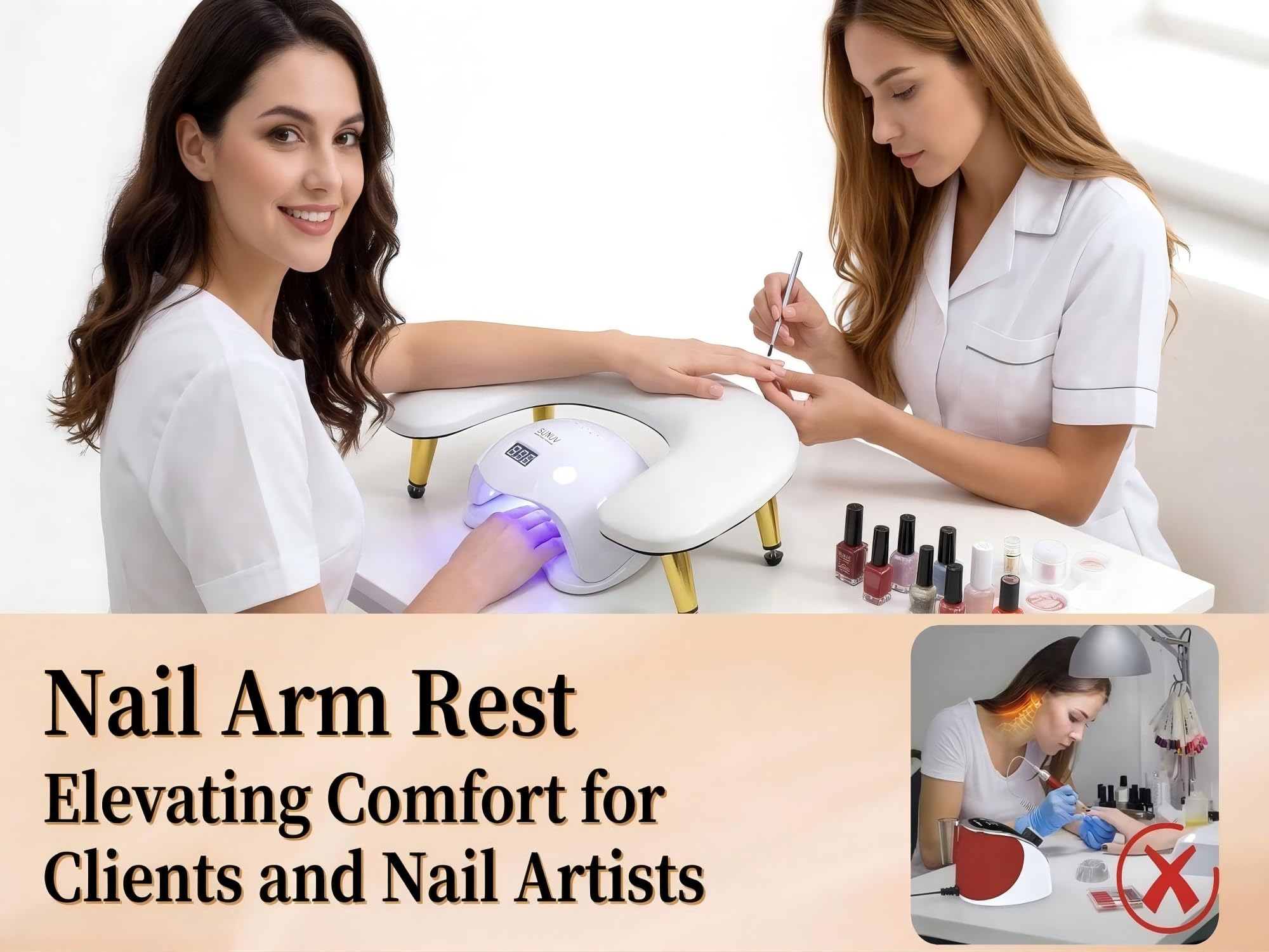 U-Förmig Handauflage Nagelstudio: Goldene Funkelnde Schräge Kegelförmige Ständer Wrist Rest - 45°Schräge Unterstützung Handauflage Nägel - Lindert Schmerzen in Arm und Handgelenk