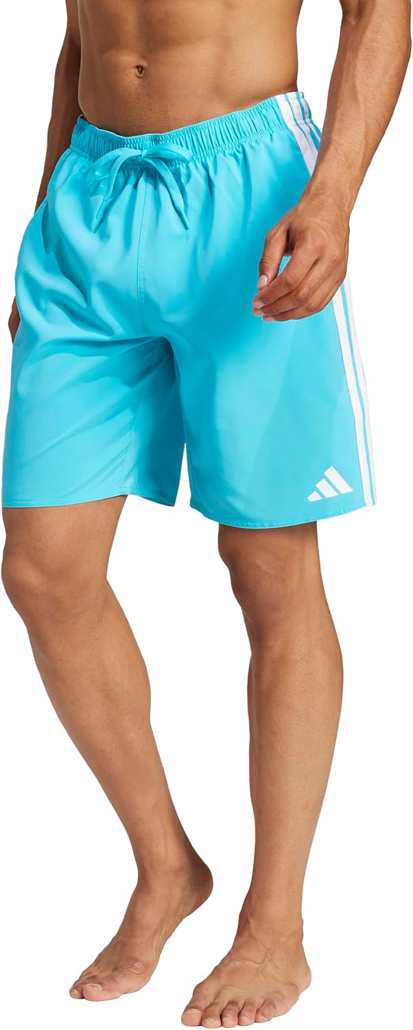adidas Mens 3-Stripes Swim 8 Inch Shorts Casual Swimwear Casual Lightweight - Grey - Image 5