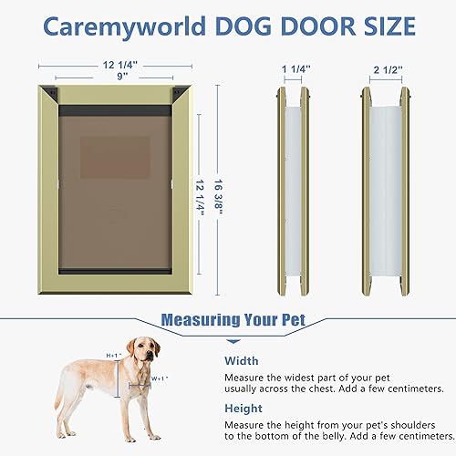 Miniatura 4 de Puertas grandes resistentes a la intemperie para perros grandes con doble solapa magnética, marco de aluminio resistente, puertas para perros