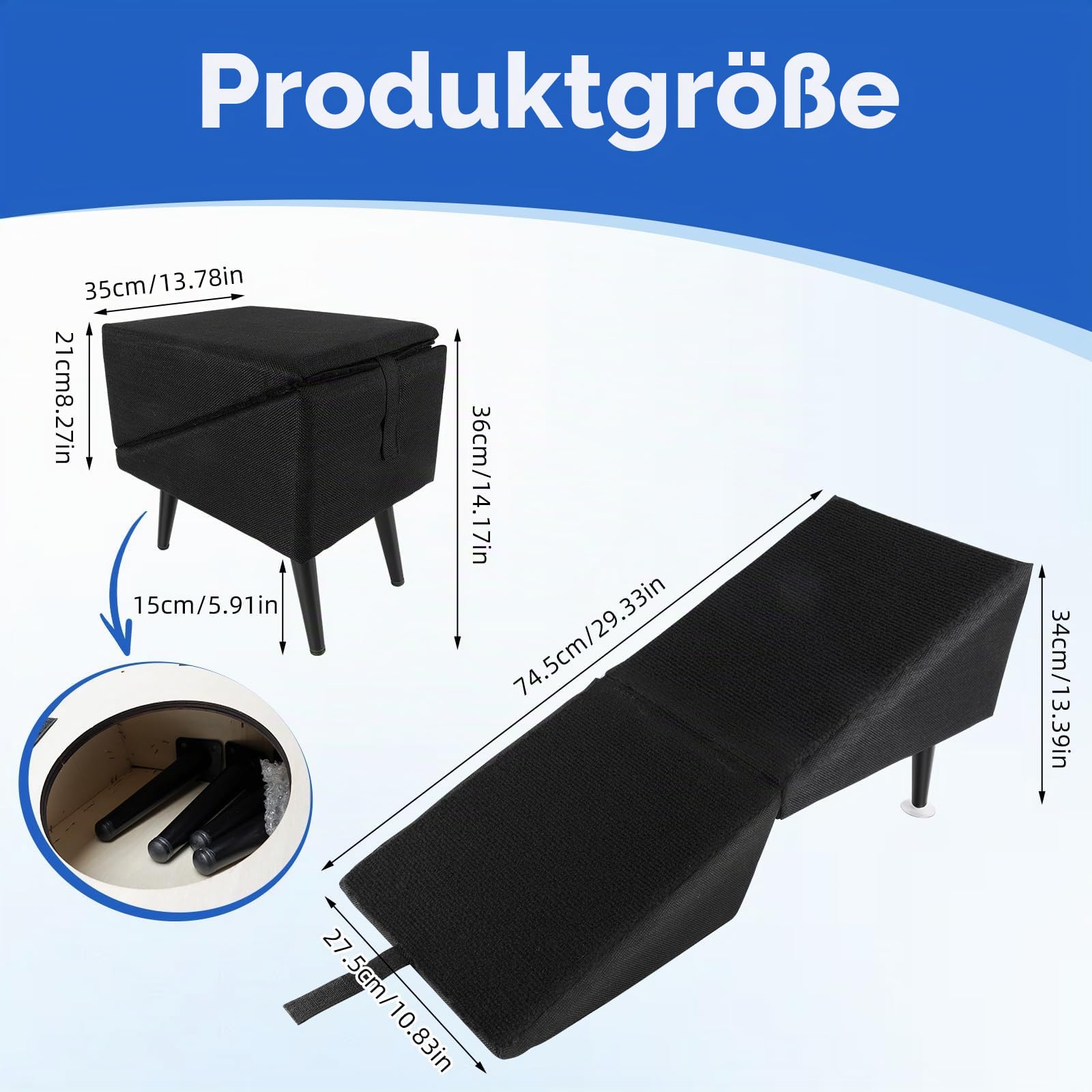 Hundetreppe Klappbar, rutschfeste Hunderampe & Weiche Haustiertreppe