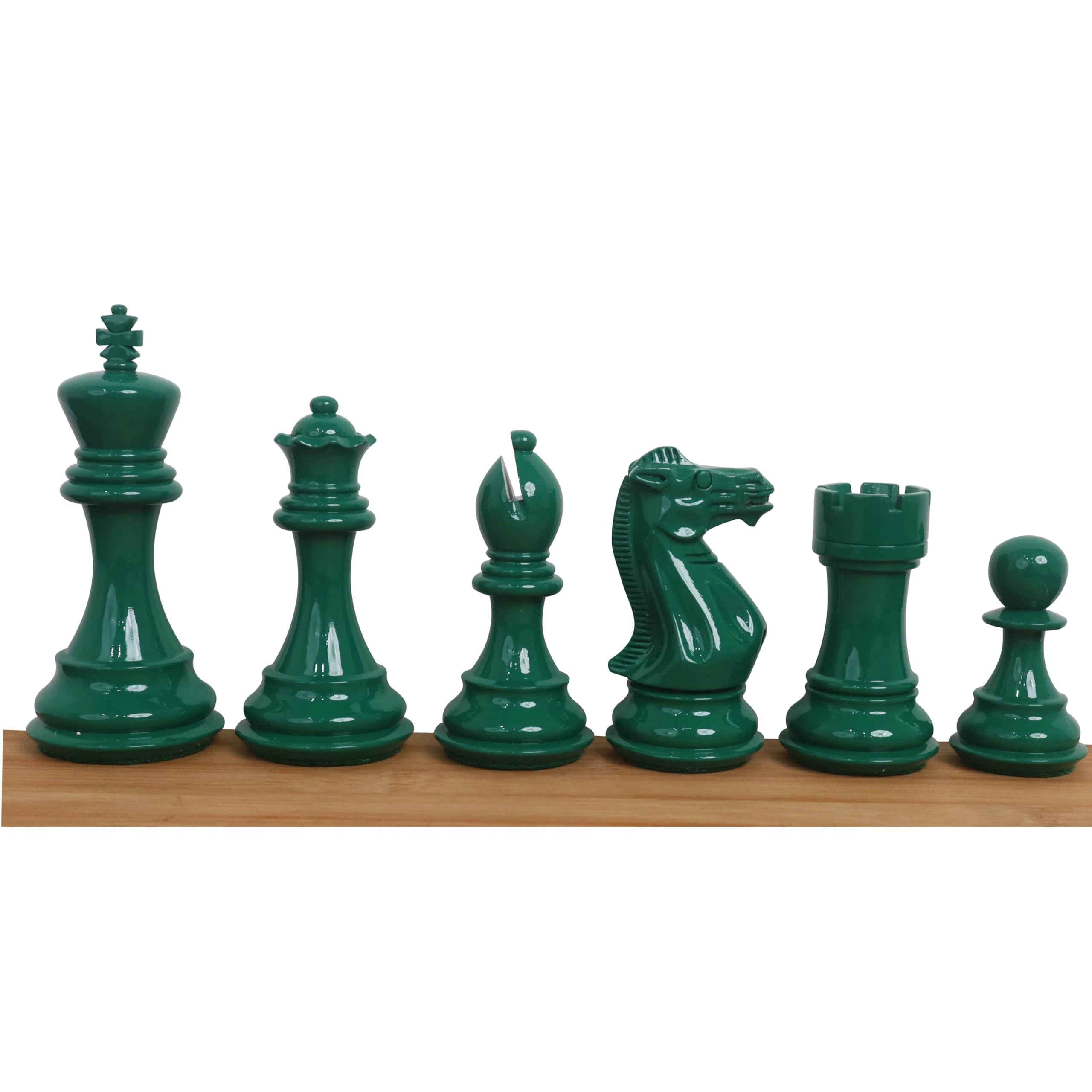 Royal Chess Mall - Set di scacchi in legno verniciato verde e bianco con pesi Pro Staunton da 4,1 pollici - Solo pezzi degli scacchi