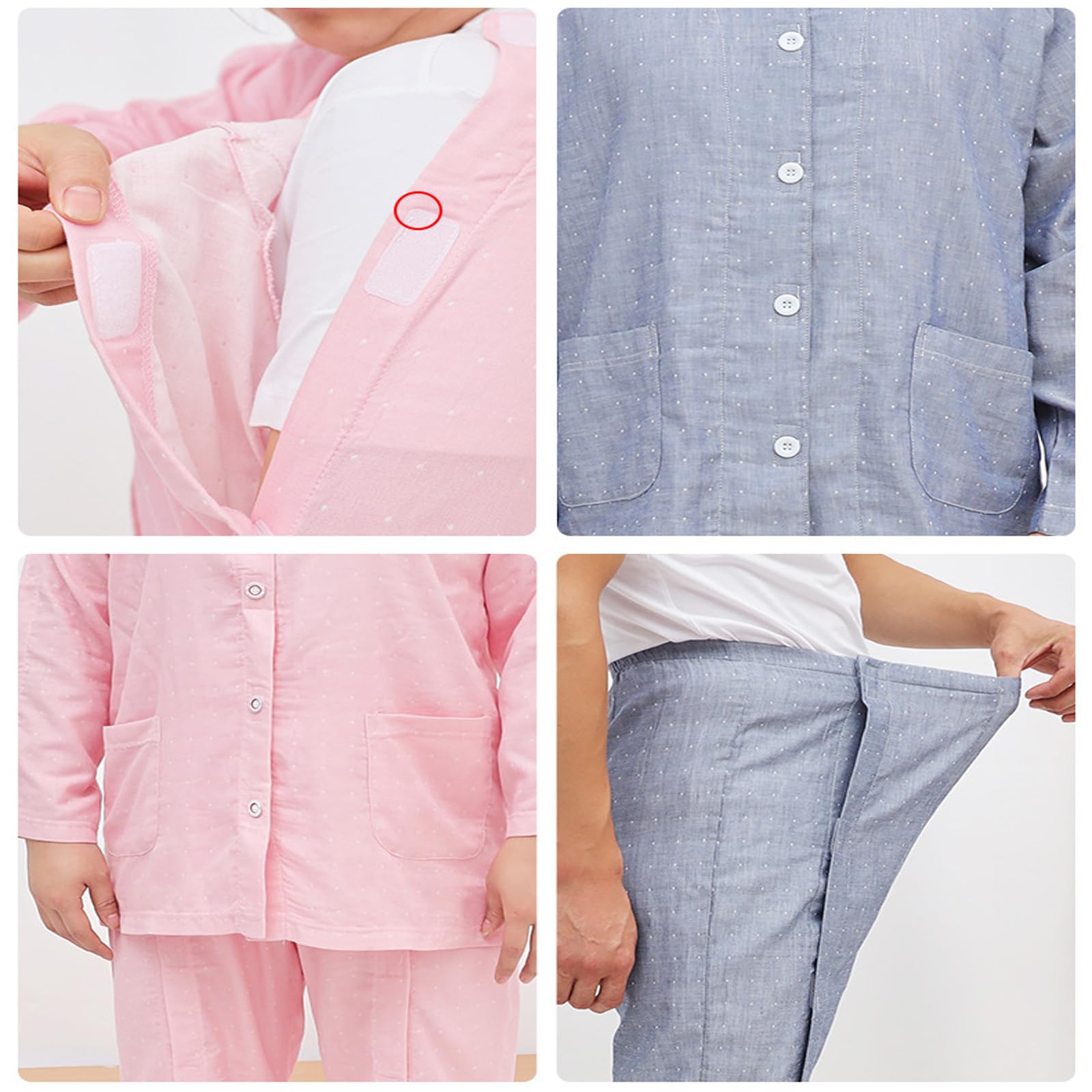 Ropa para el cuidado del paciente, Tear Away Medical Patient Clothes Pink Multiple Sizes(Roze,Medium)
