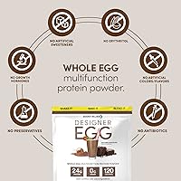 Vista 5 de Designer Wellness, Designer Egg, Natural Egg Yolk & White Protein Powder, Keto and Paleo Friendly, Low Calorie, Less Fat and Cholesterol, Dutch