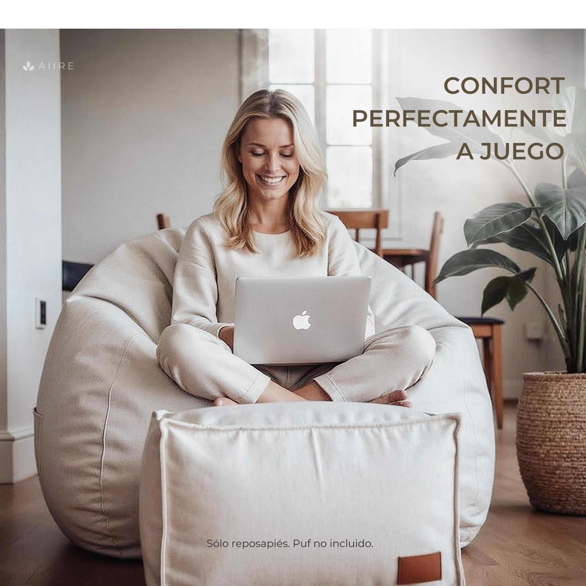 Aiire Reposapies Puff Salon Moderno - Puf Reposa Pies o Taburete para Sofa - Cojin de Suelo XXL para Decoracion Habitación Juvenil o Infantil - Bean Bag Gamer [50x40x30 cm]