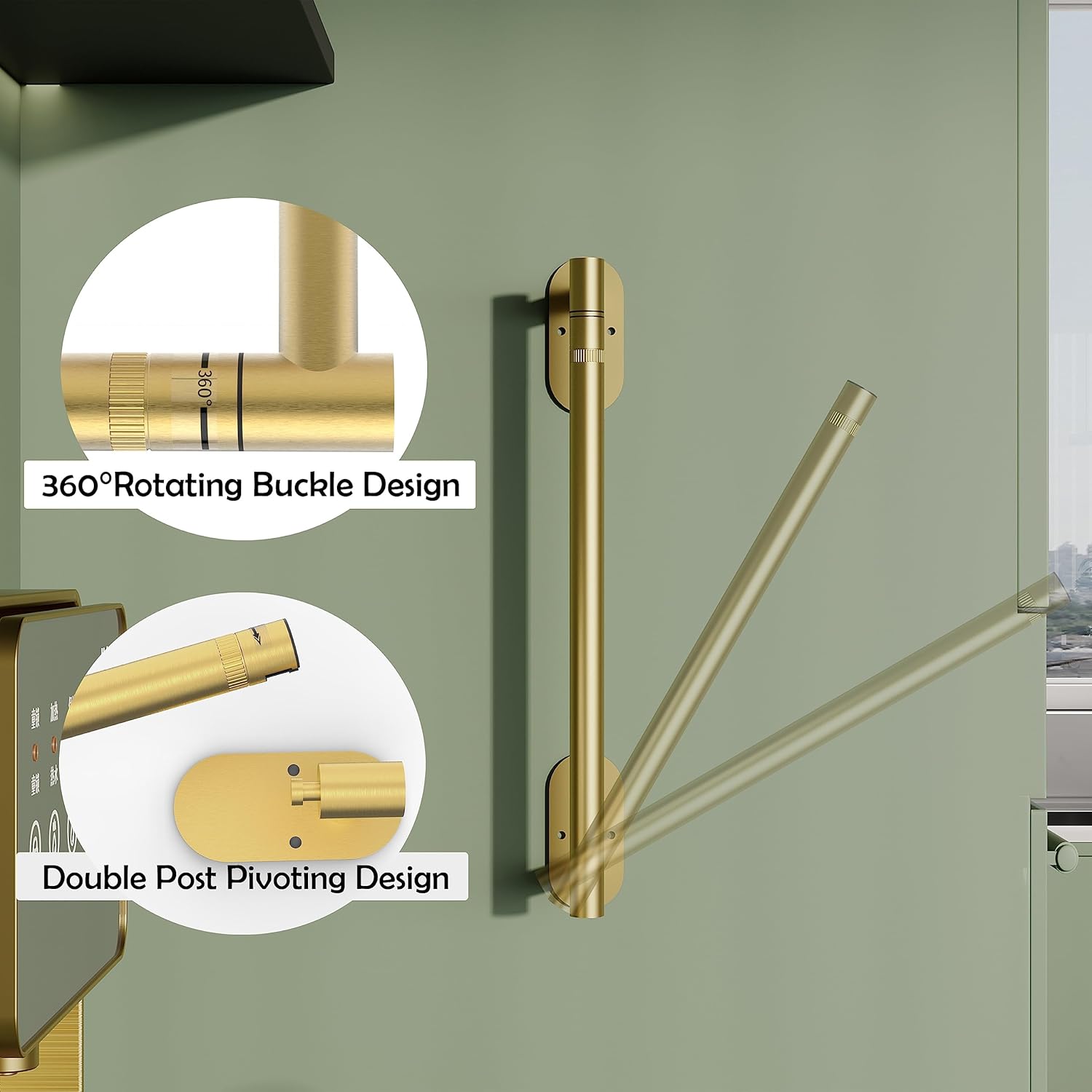 RUACQ Paper Towel Holder Under Cabinet, Wall Mounted or Adhesive Stainless Steel Paper Towel Holder,Round Base Paper Towel Rack for Kitchen, RV, Bathroom (Brushed Gold)