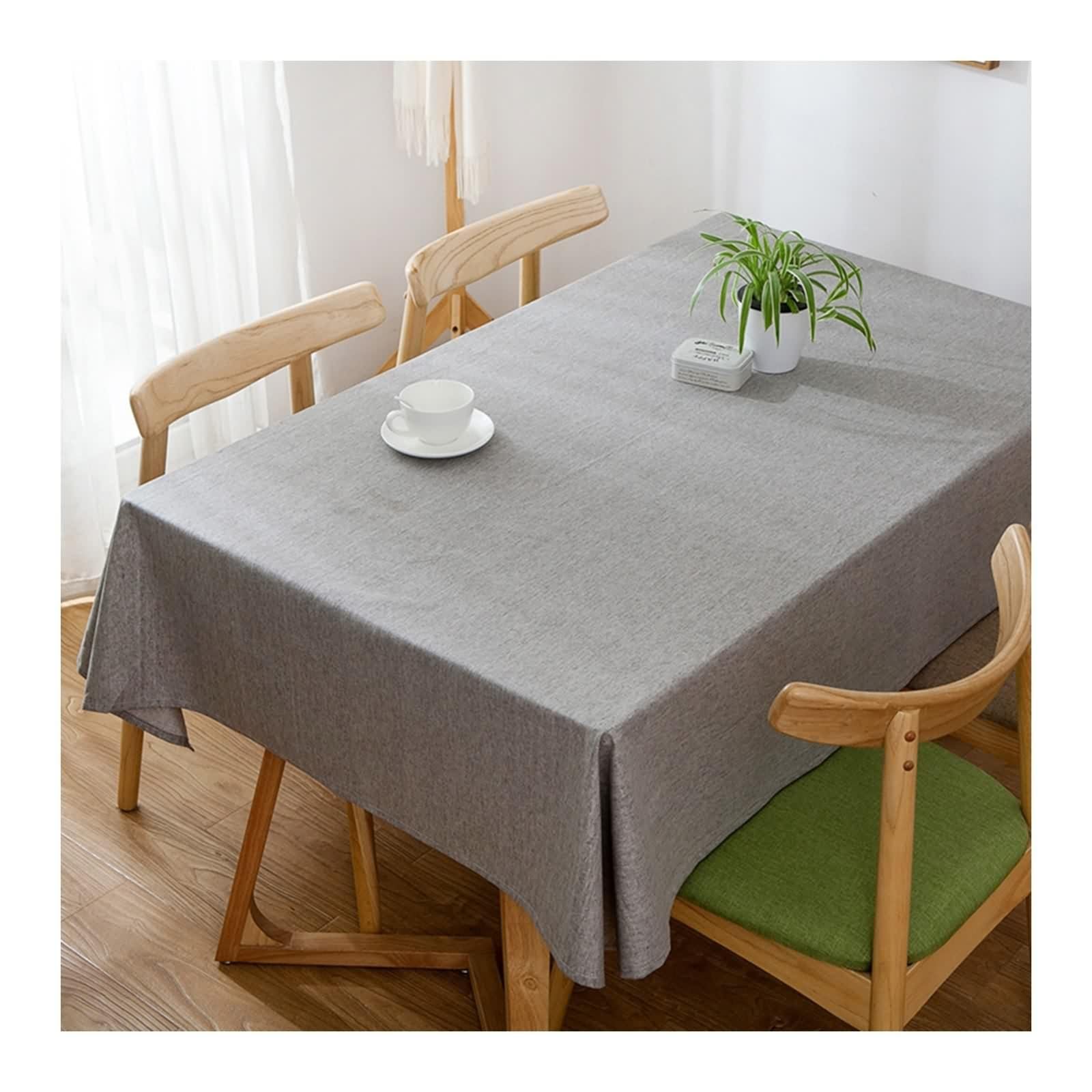 Tovaglia Lino, Tovaglia Elegante Da Matrimonio Grigio Tinta Unita Copritavolo 130X130CM per Compleanno Festa