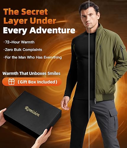 Miniatura 4 de romision 2 Pack Thermal Underwear for Men Long Johns Fleece Lined Hunting Gear Bottom Top Set Base Layer Cold Weather XS-4XL