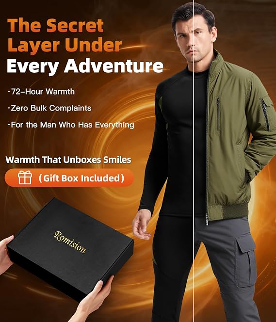 romision Mens Thermal Underwear Set Long Johns Fleece Lined Base Layer